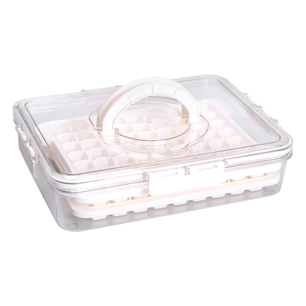 Контейнер для заморозки льоду з кришкою на 126 відсіків 30.5х24х7 см харчовий контейнер пластиковий Бежевий HP-27-8