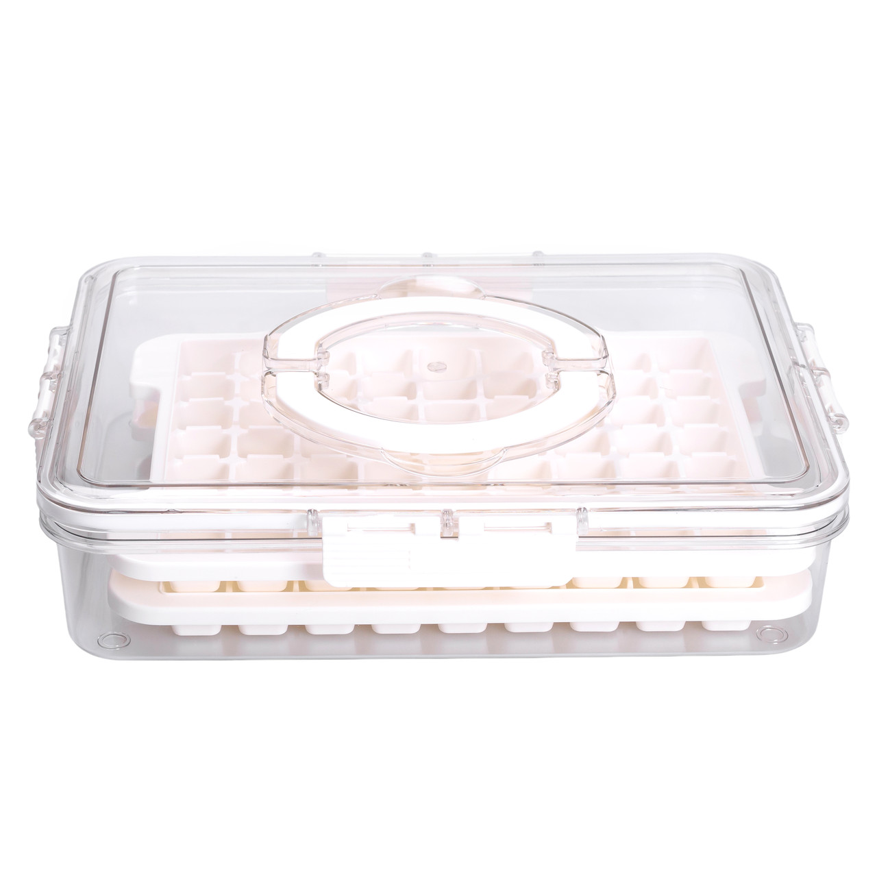 Контейнер для заморозки льоду з кришкою на 126 відсіків 30.5х24х7 см харчовий контейнер пластиковий Бежевий HP-27-8