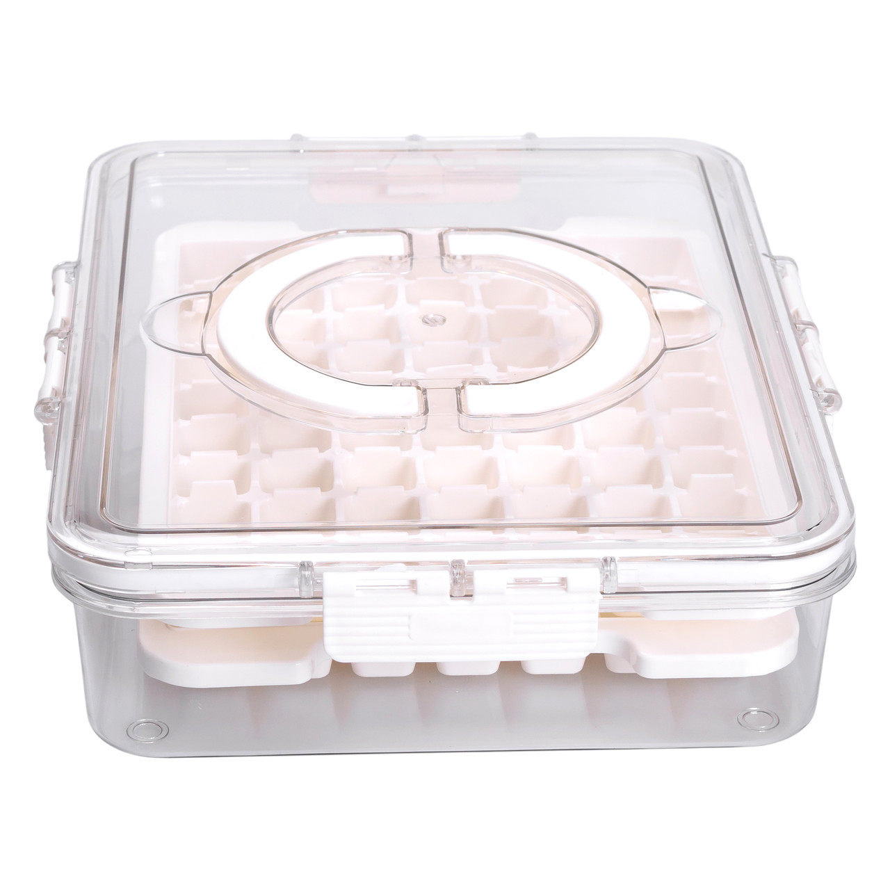 Контейнер для заморозки льоду з кришкою на 126 відсіків 30.5х24х7 см харчовий контейнер пластиковий Бежевий HP-27-8