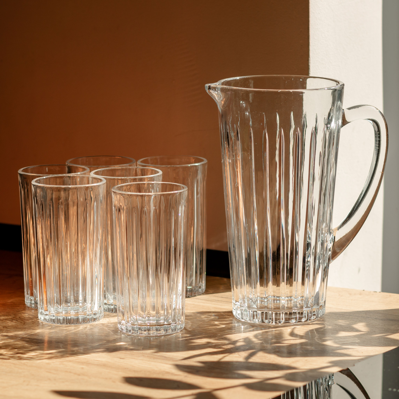 Глечик 1.2 літра зі склянками 6 штук по 320 мл графин для компоту соку води лимонаду HP-19-5