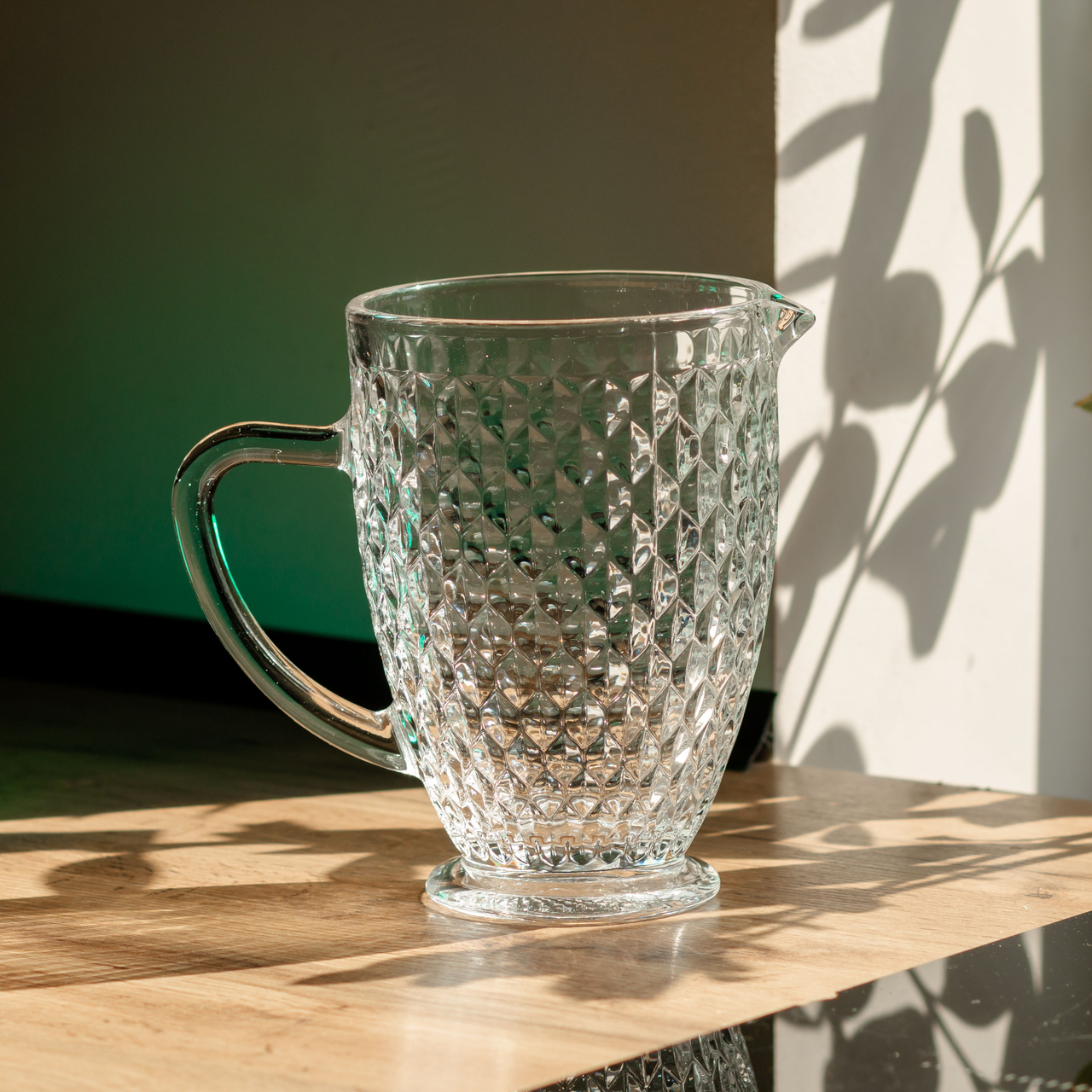 Глек для напоїв 1 літр для компоту, мохіто, лимонаду, сангрії прозорий скляний глек із ручкою HP-19-102