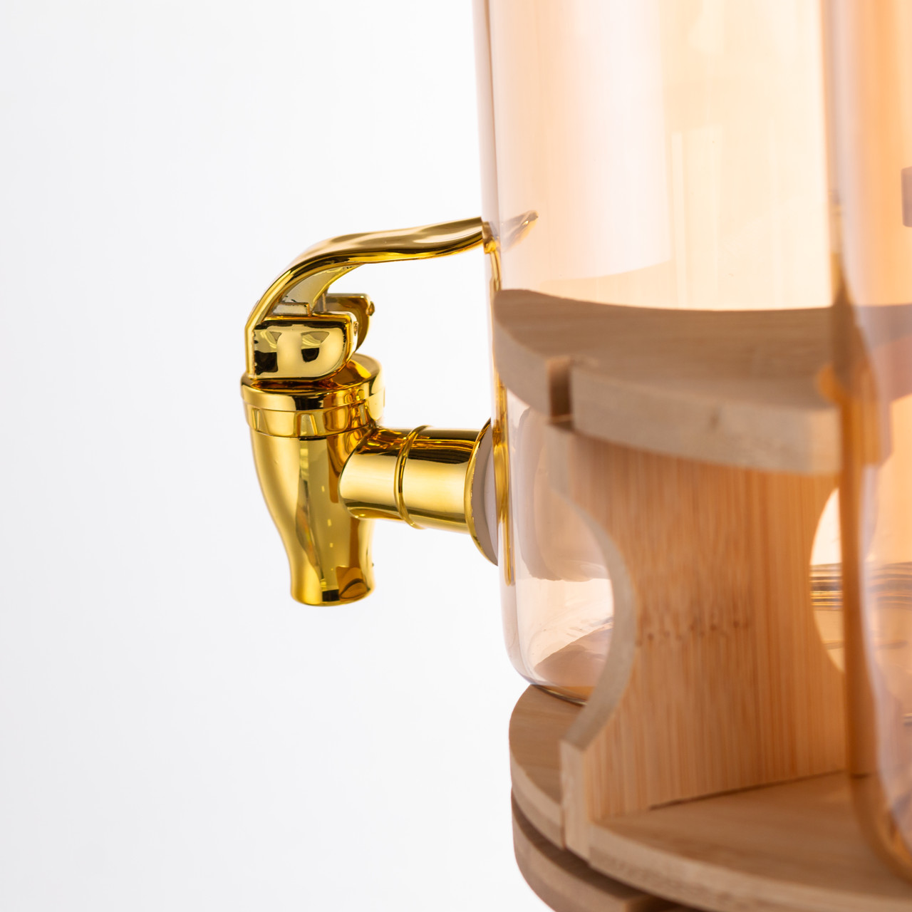 Лимонадниця скляна 3в1 на підставці із золотими кранами 5.5 л HP-34-28