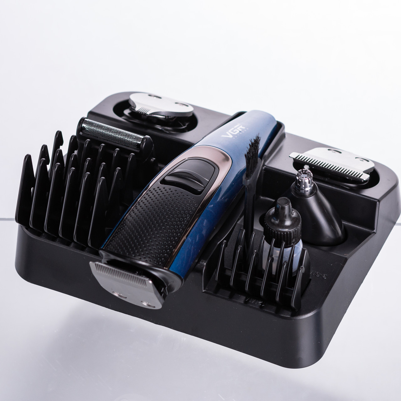 Машинка тример для стрижки 4в1 з насадками Синій VGR V-172