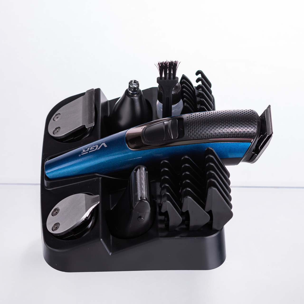 Машинка тример для стрижки 4в1 з насадками Синій VGR V-172