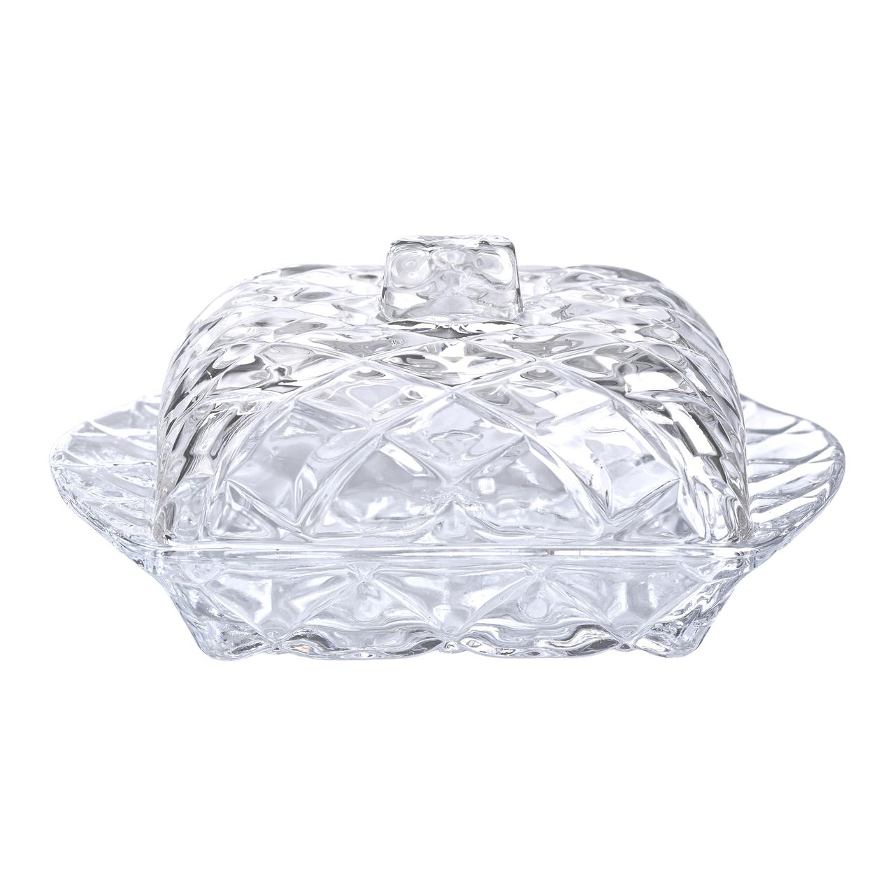 Маслянка скляна для вершкового масла з кришкою 16.5х10.5х8 см підставка для вершкового масла HP-YH-45