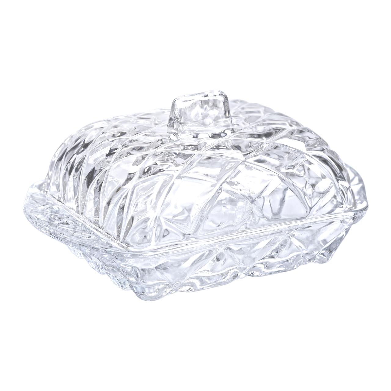 Маслянка скляна для вершкового масла з кришкою 16.5х10.5х8 см підставка для вершкового масла HP-YH-45