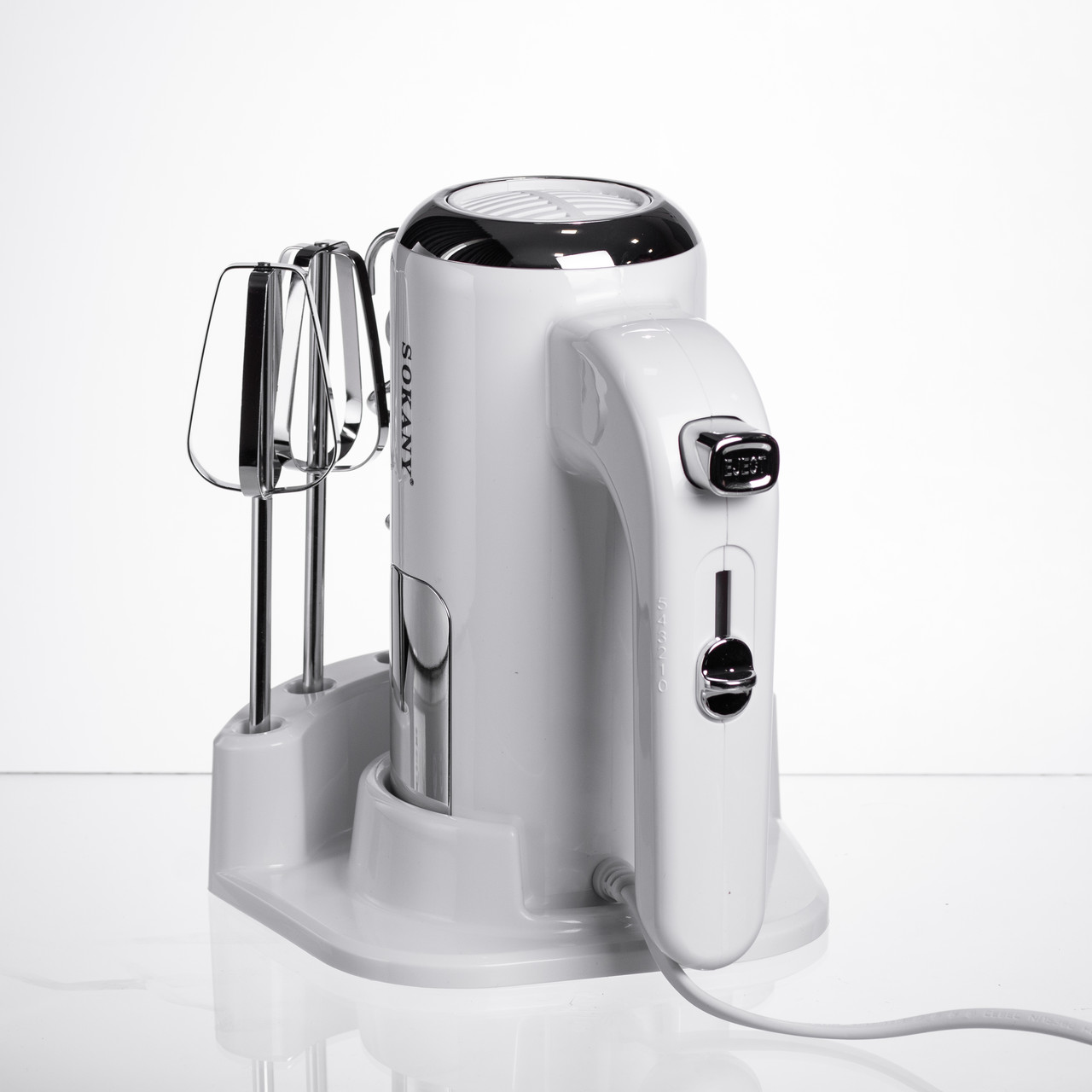 Міксер ручний 2 насадки вінчики та гаки для тіста білий Sokany SK-02025