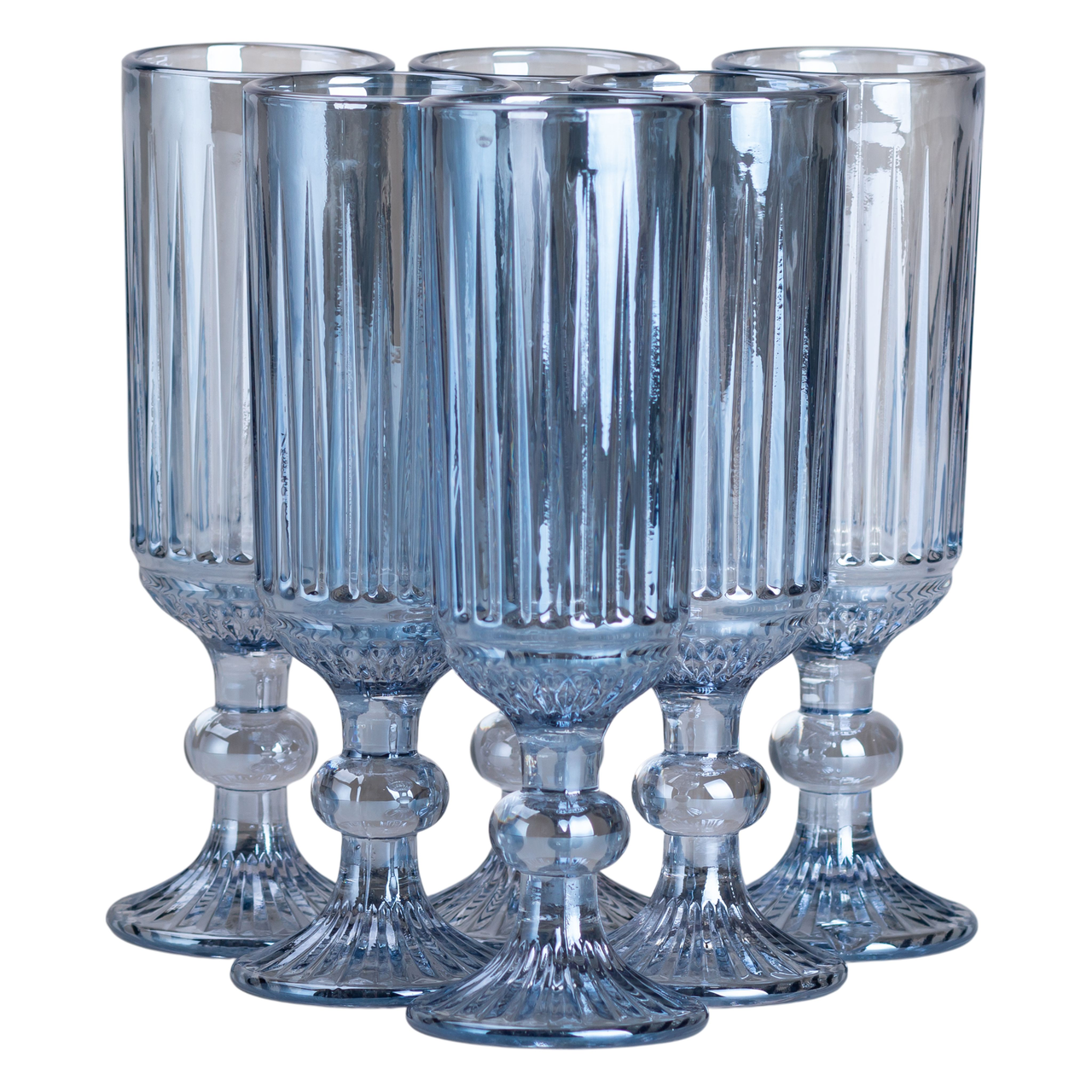 Набір келихів для шампанського 6 штук 160 мл Блакитний HP-19-67