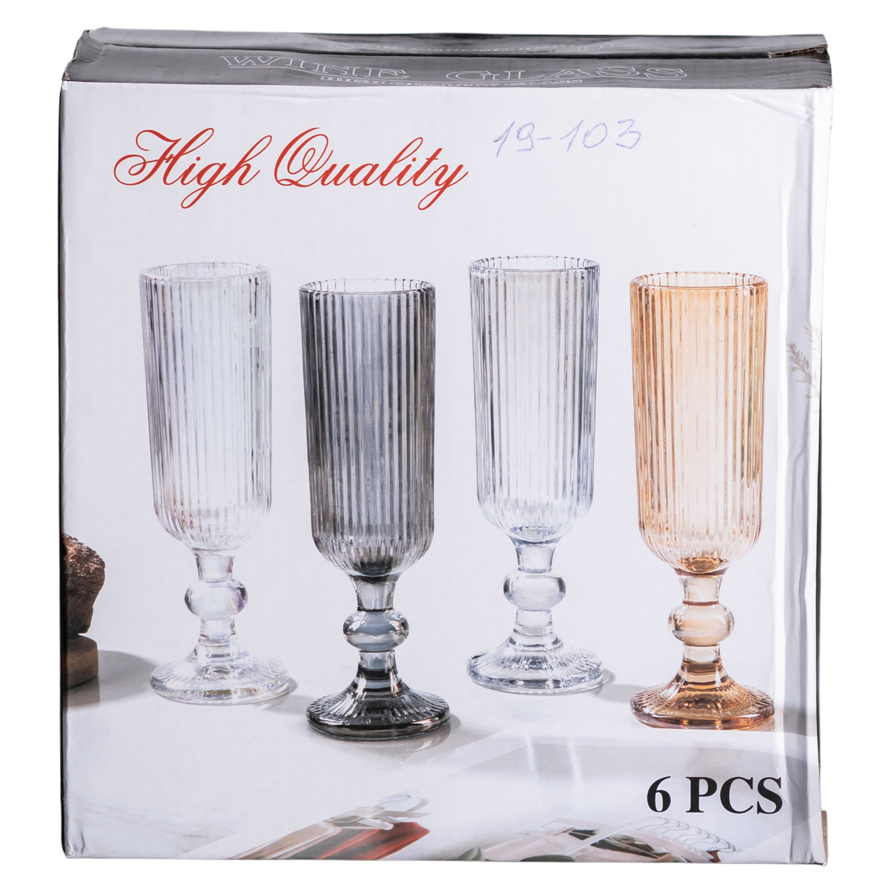 Набір келихів для шампанського 6 штук 160 мл скляні HP-19-103