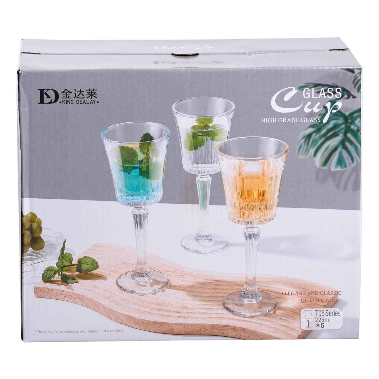 Набір келихів для вина 6 шт 225 мл на високій ніжці HP-19-128