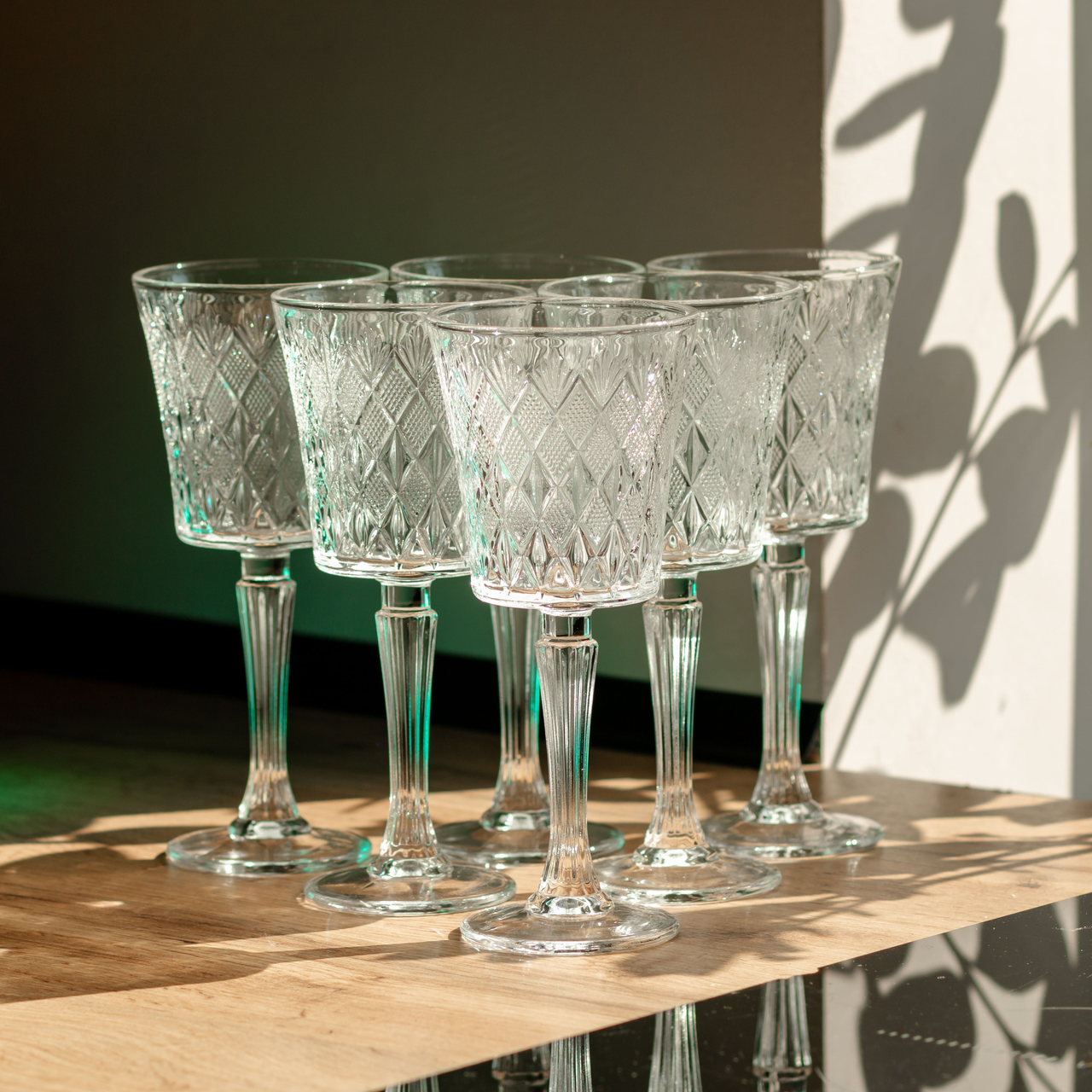 Набір келихів для вина на високій ніжці 6 шт 295 мл скляні HP-19-127