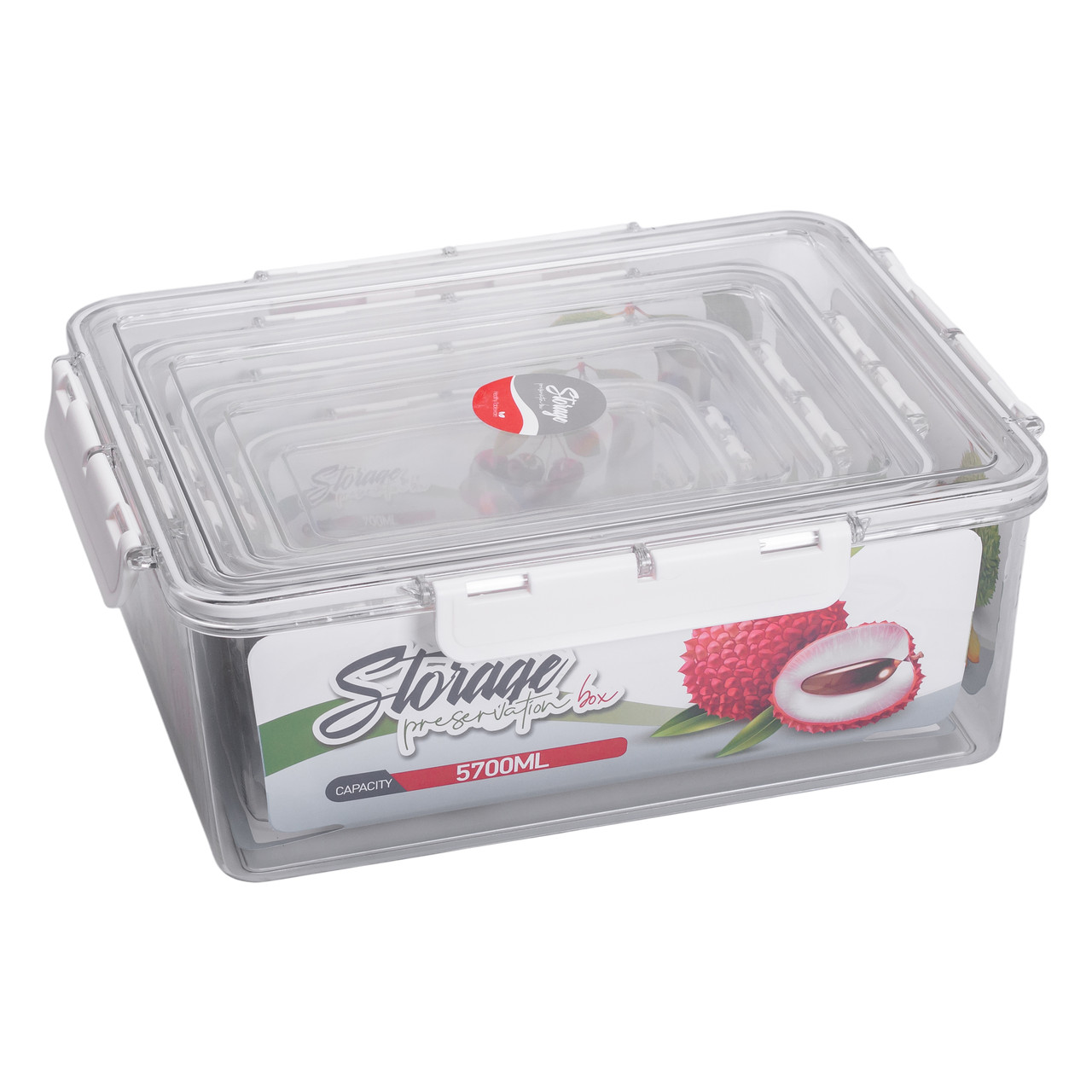 Набір контейнерів для їжі 0.7/1.7/3.3/5.7 л 4 шт з кришками на засувках HP-27-5