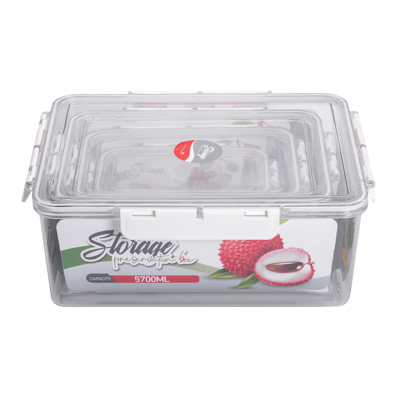 Набір контейнерів для їжі 0.7/1.7/3.3/5.7 л 4 шт з кришками на засувках HP-27-5