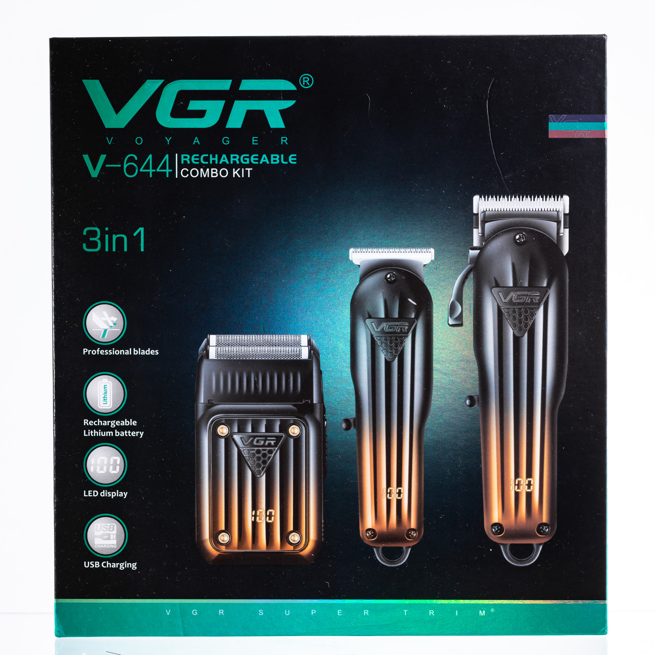 Набір для стрижки акумуляторна машинка, тример і шейвер VGR V-644
