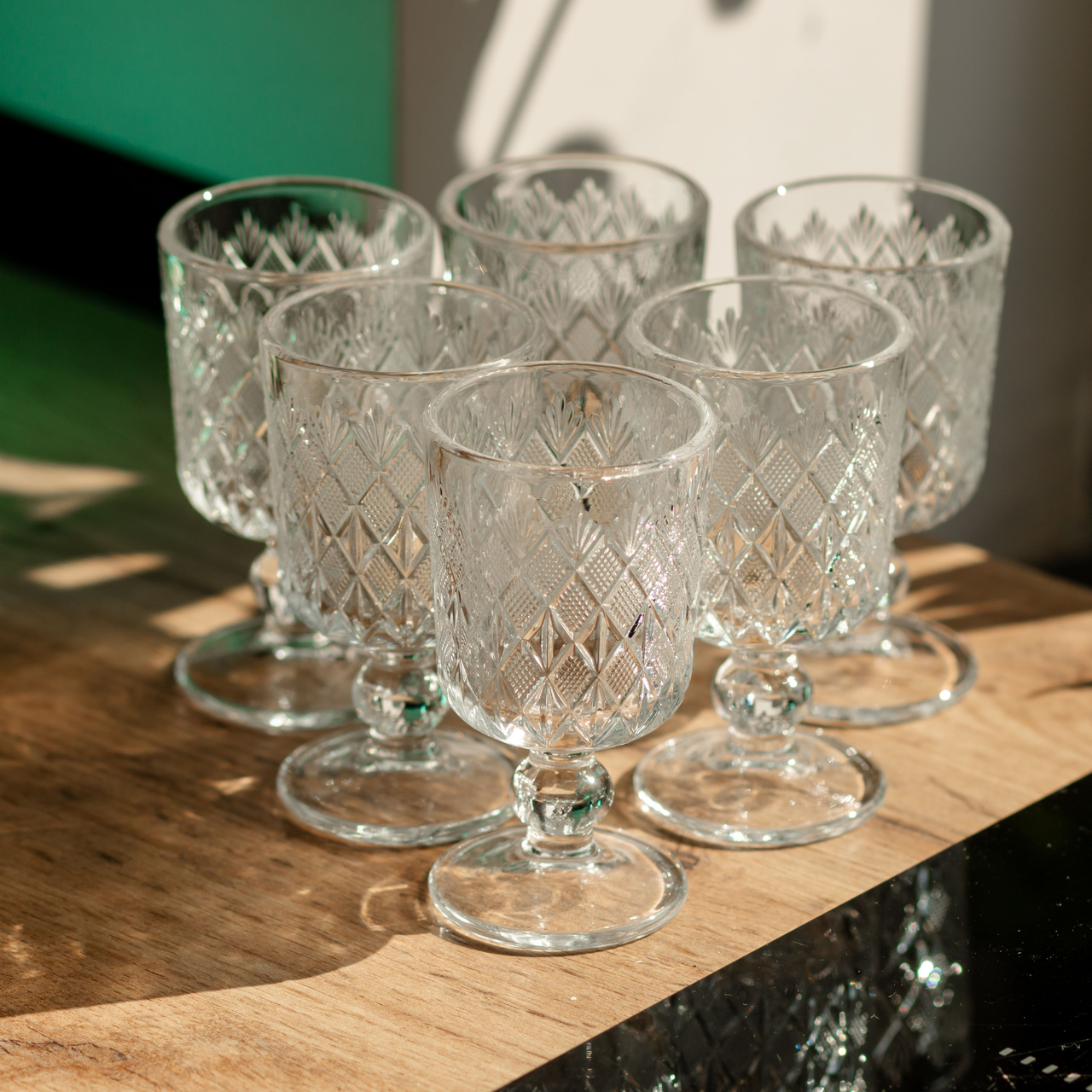 Набір чарок 6 шт по 50 мл скляні на ніжці HP-19-129