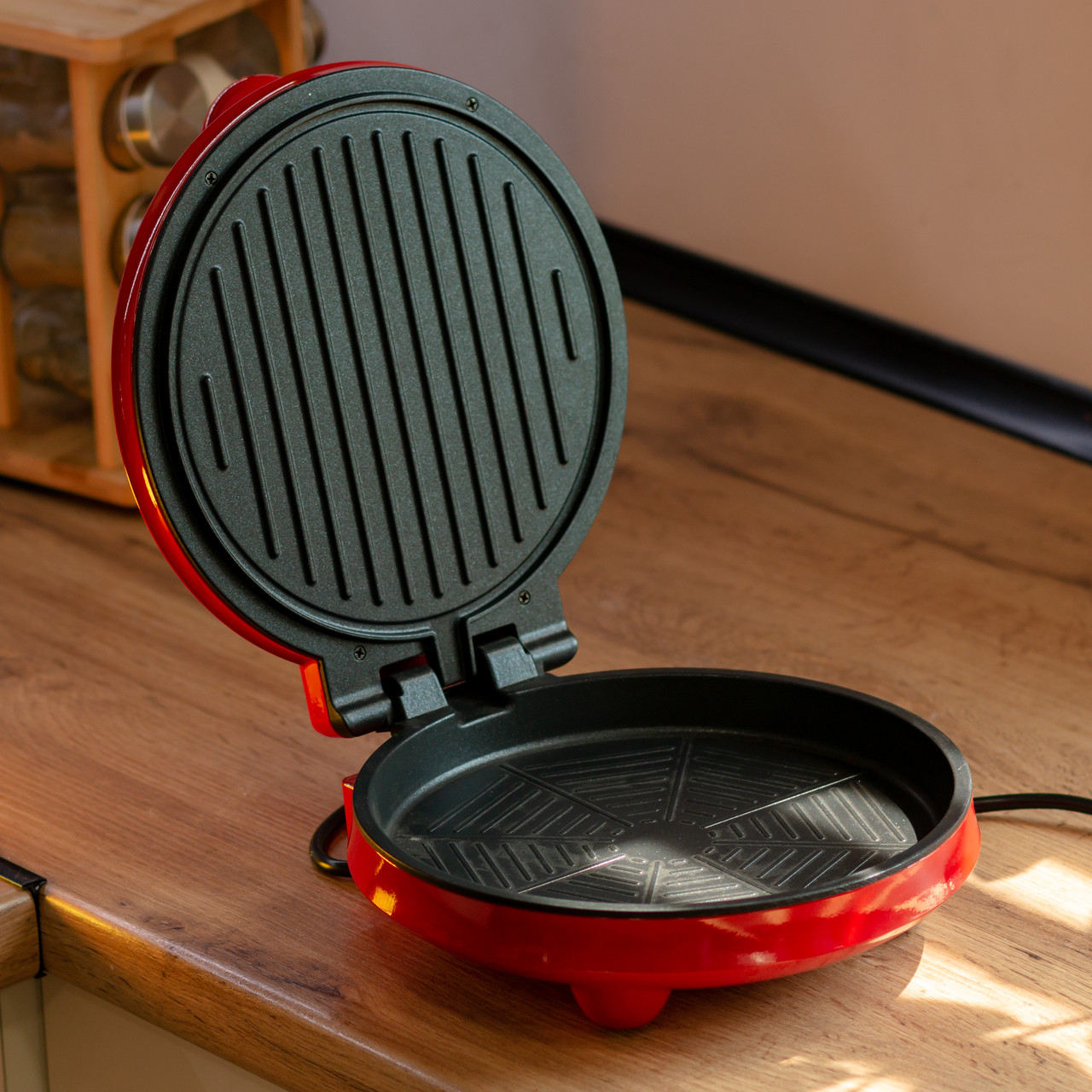 Піца мейкер електрична 1000 Вт з антипригарним покриттям і подвійним нагріванням Sokany SK-08013