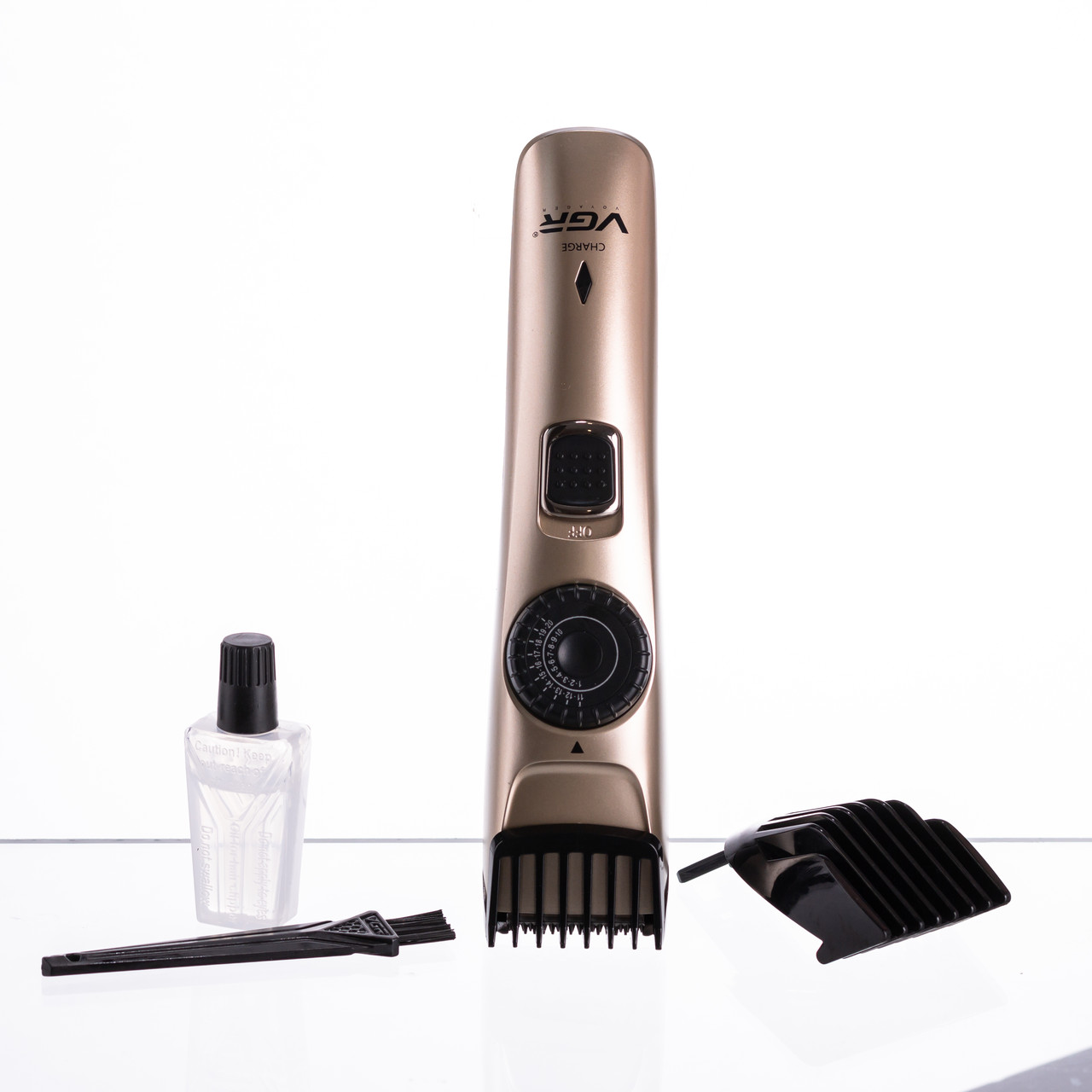 Машинка для стрижки волосся та бороди на акумуляторі з насадками Золотистий VGR V-031