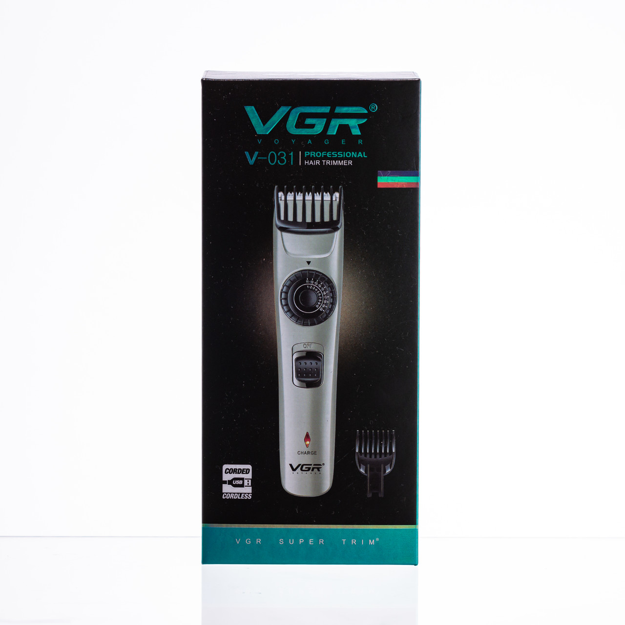 Машинка для стрижки волосся та бороди на акумуляторі з насадками Золотистий VGR V-031