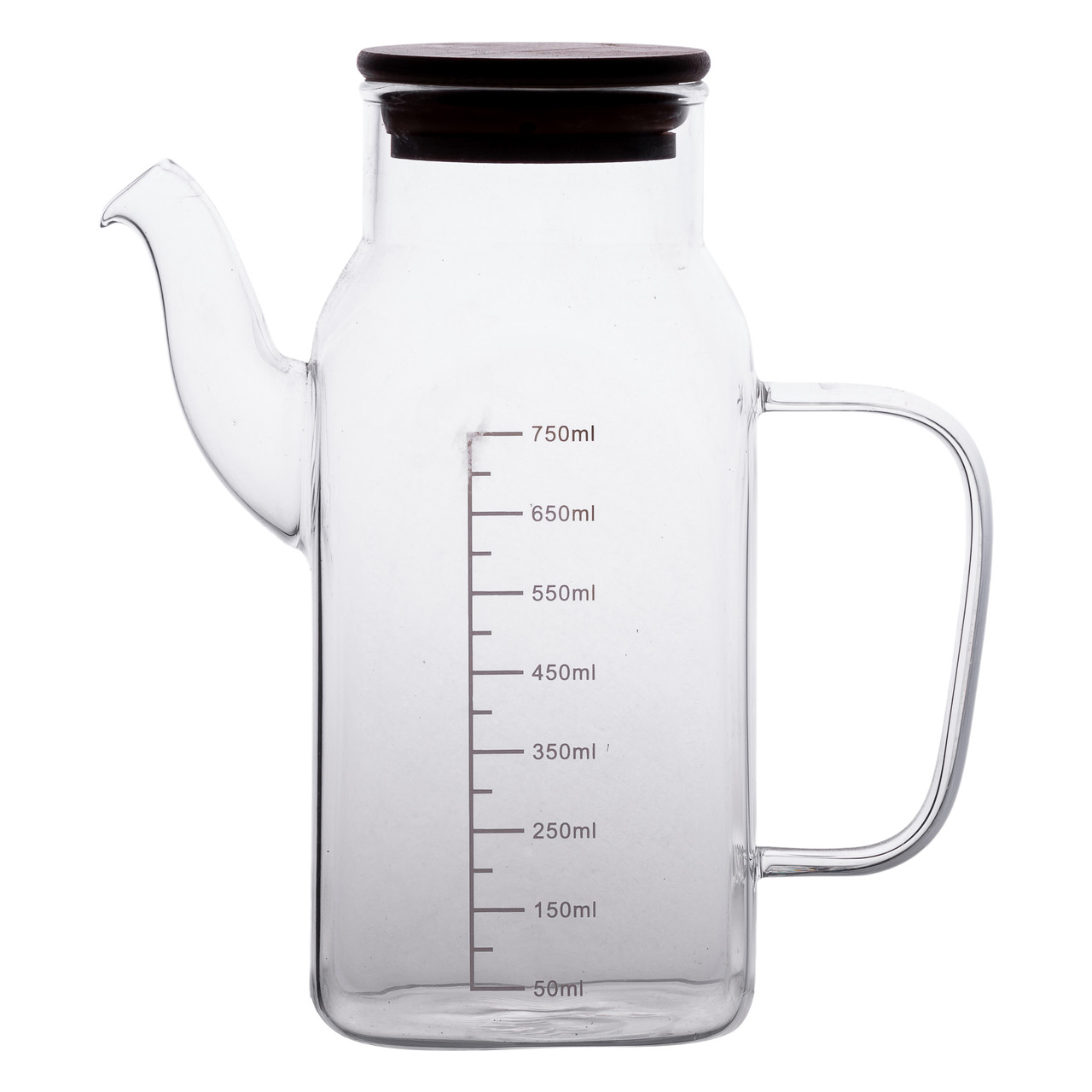 Скляна пляшка для олії 750 мл з ручкою та бамбуковою кришкою HP-34-4