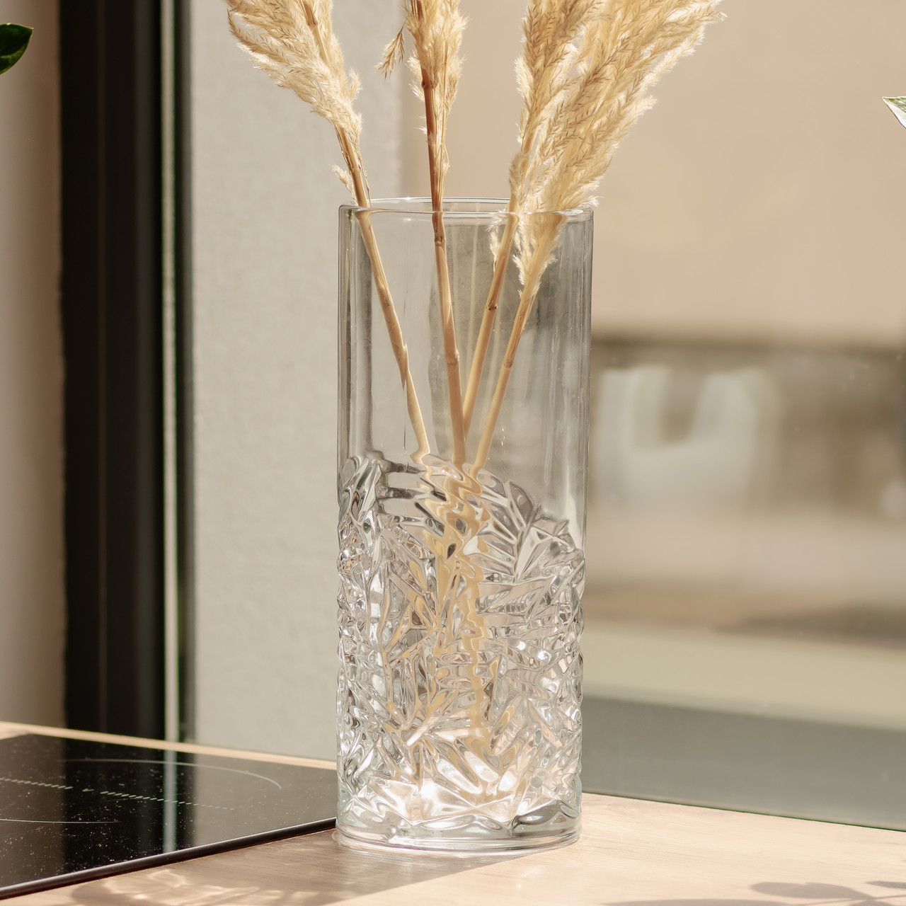 Скляна ваза для квітів 29.5 см прозора HP-19-143