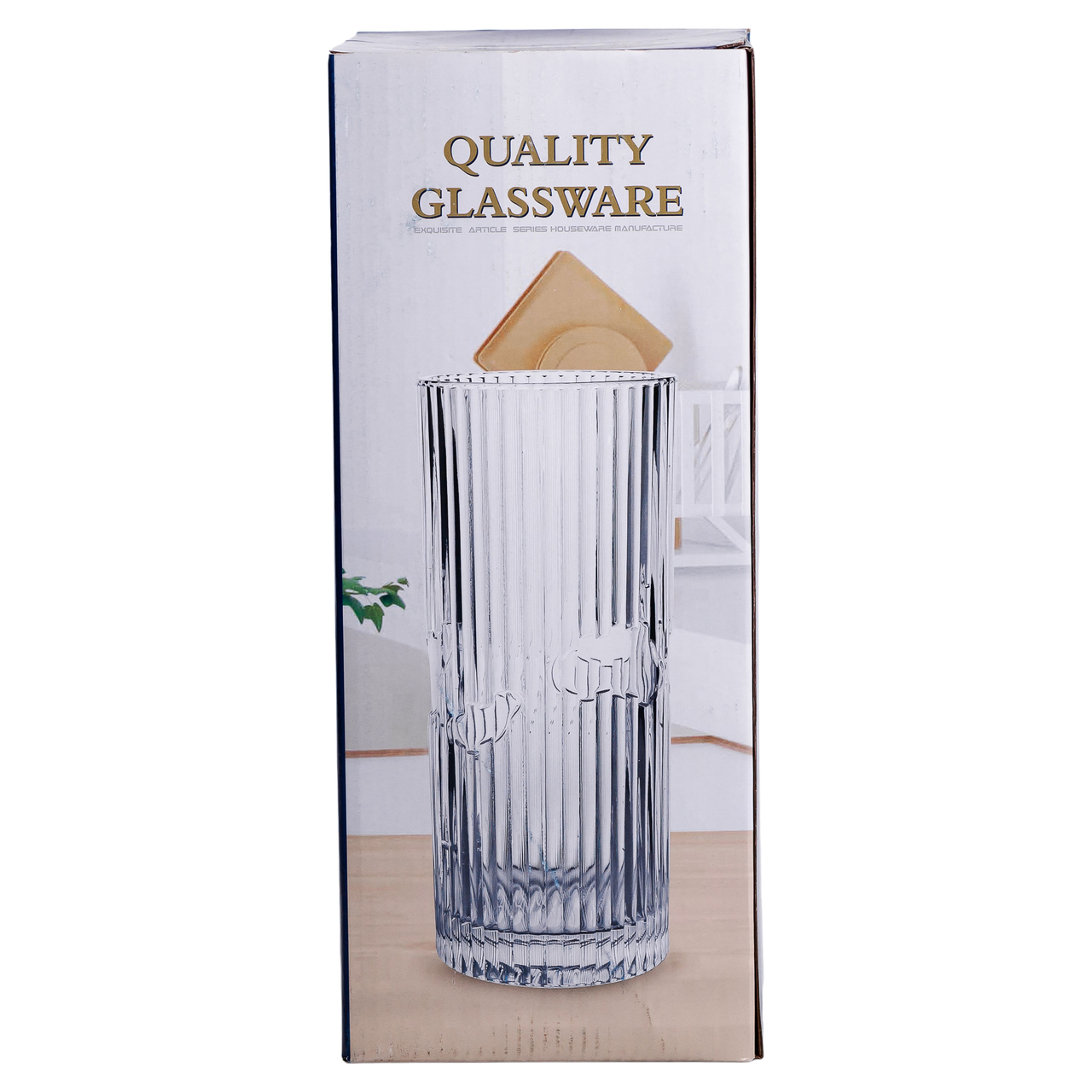 Скляна ваза для квітів 29.5 см прозора HP-19-143