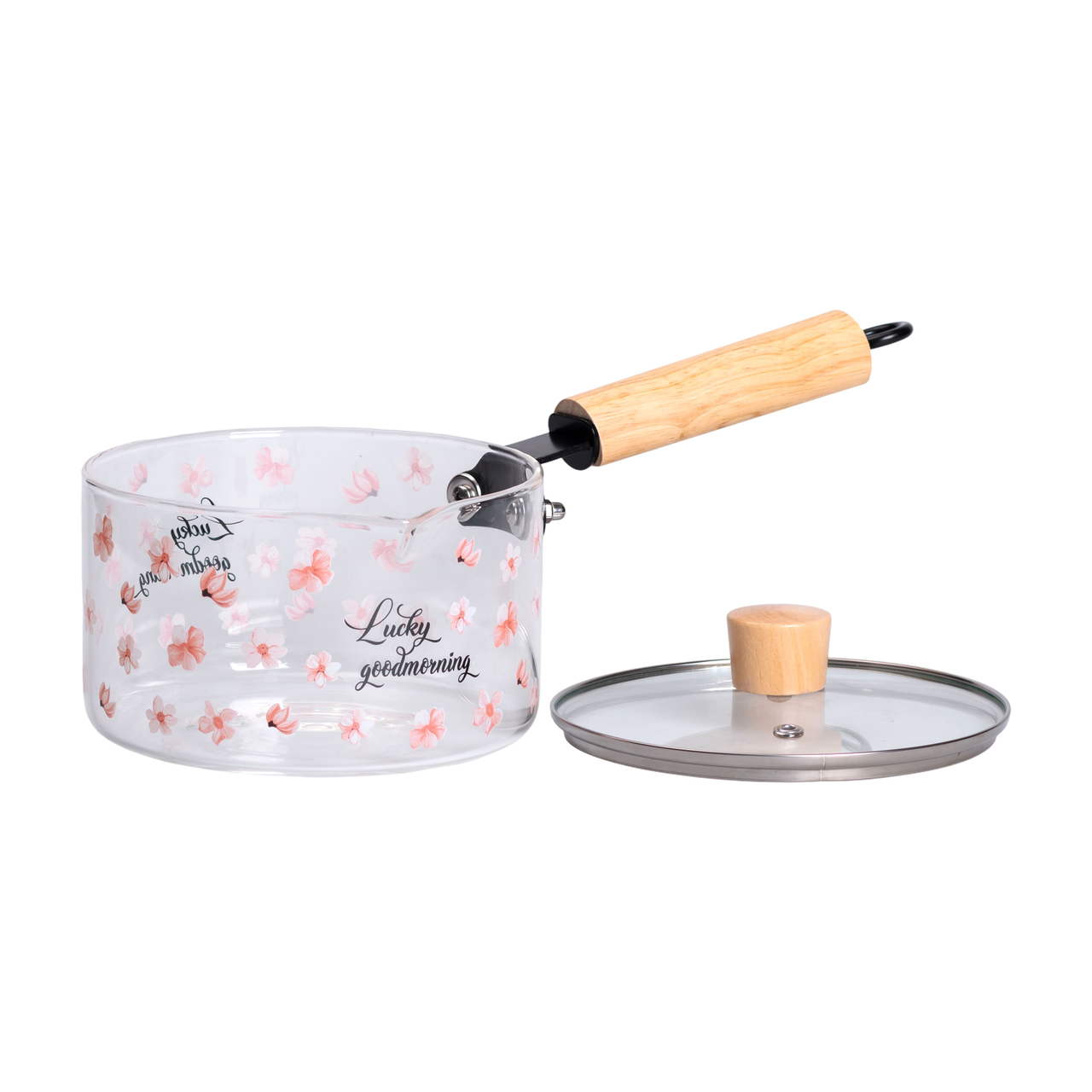 Скляний ківш із кришкою для кухні 1.8 л ручкою і носиком HP-34-19