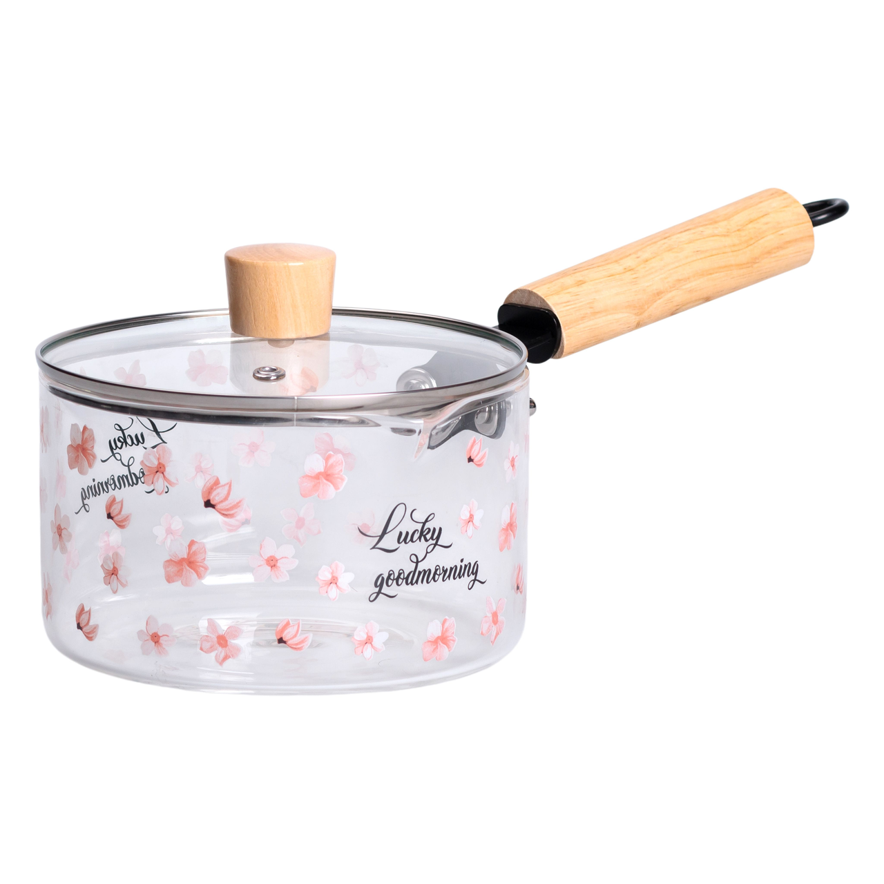 Скляний ківш із кришкою для кухні 1.8 л ручкою і носиком HP-34-19