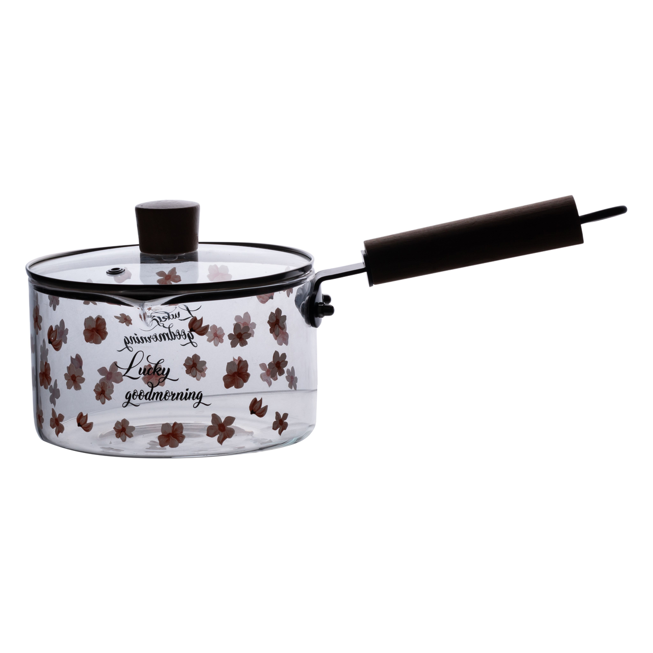 Скляний ківш із кришкою для кухні 1.8 л ручкою і носиком HP-34-19