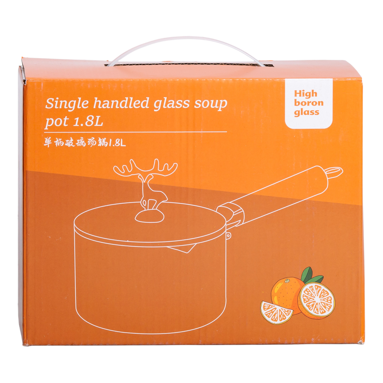 Скляний ківш із кришкою для кухні 1.8 л ручкою і носиком HP-34-19