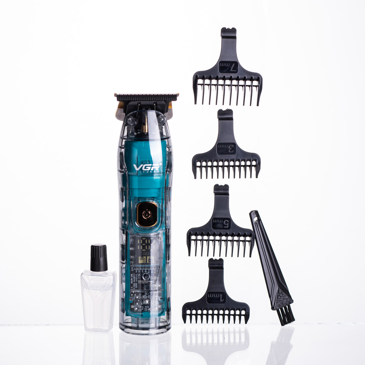 Тример для стрижки акумуляторний з 4 насадками Зелений VGR V-961