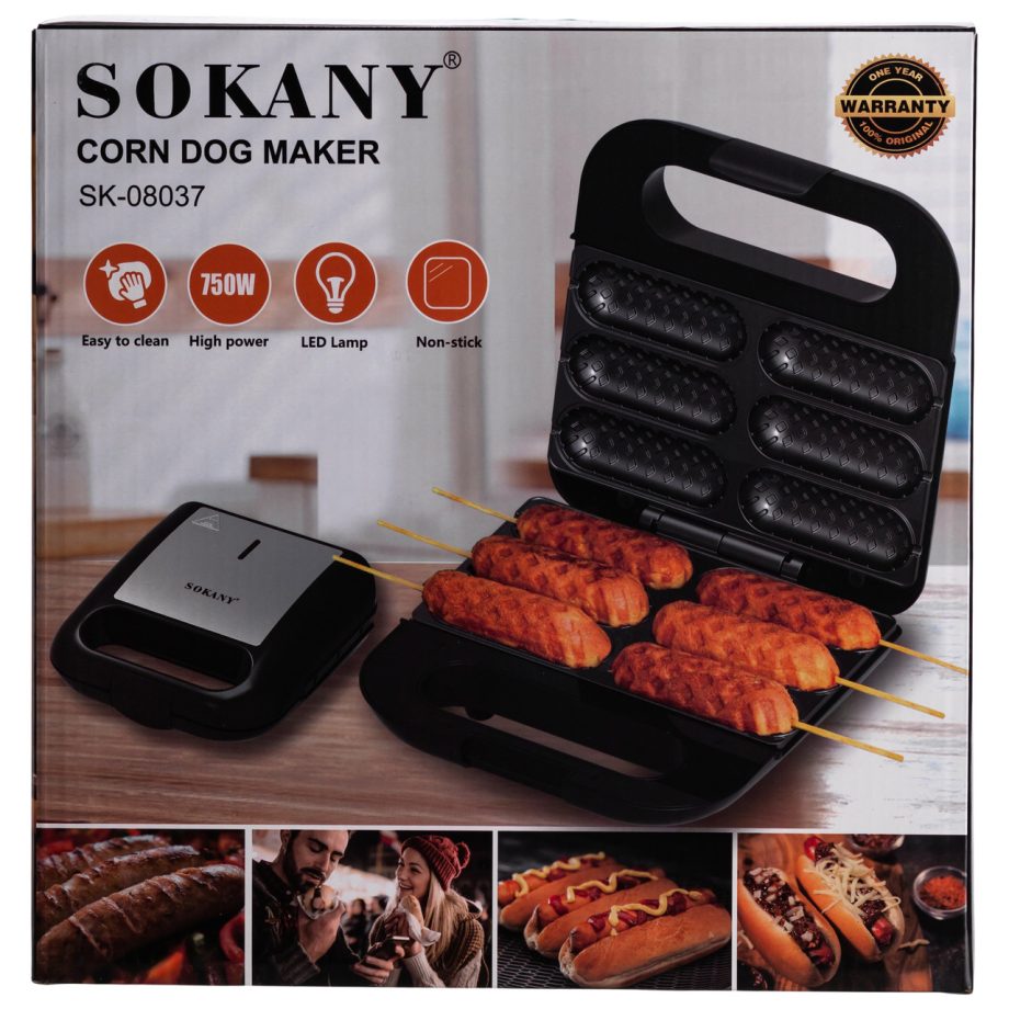Апарат для корн догов на 6 шт з антипригарним покриттям 750 Вт Sokany SK-08037