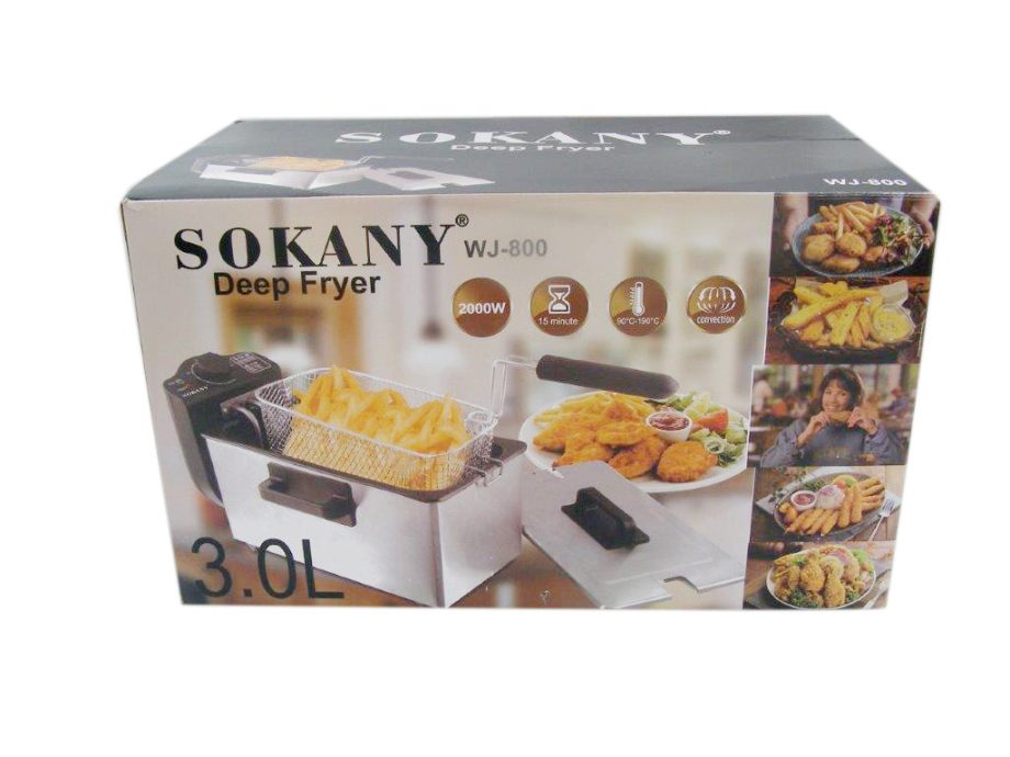 Фритюрниця професійна Sokany WJ800 на 3.5 літра, 2000 Вт, 2000 Вт