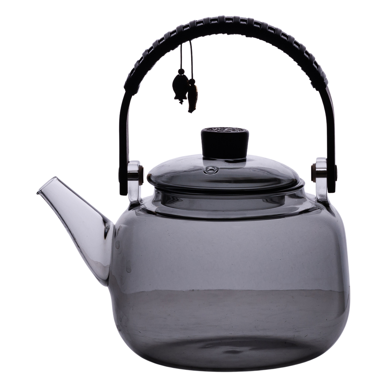 Заварник скляний для чаю 0.8 л Заварний чайник для заварювання з дерев&apos;яною ручкою чорний HP-34-37