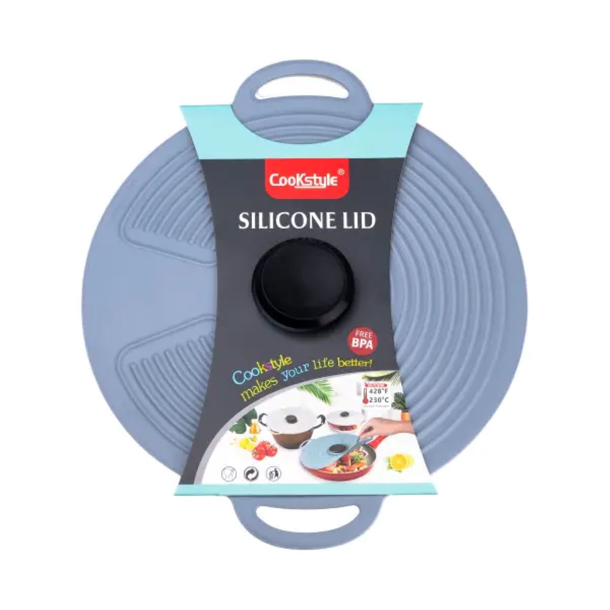 Багаторазова силіконова кришка універсальна 24 х 20.4 см Сірий HP34540S