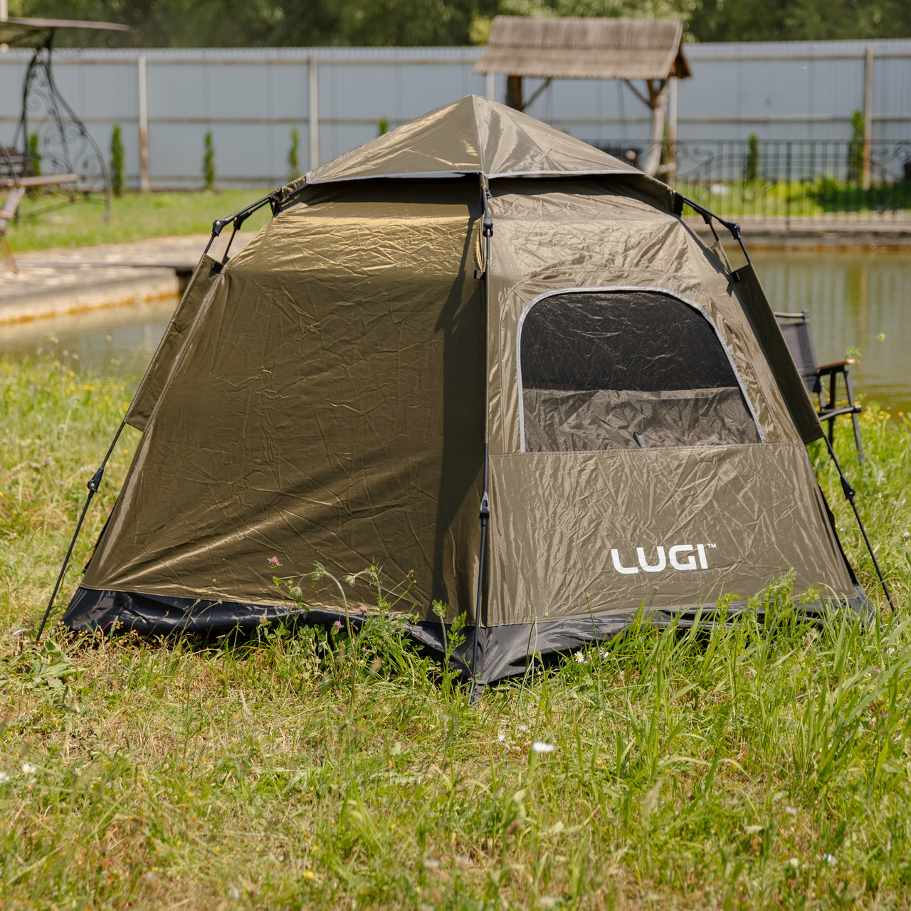 Намет автоматичний тримісний 240×210×130 (см) кемпінговий туристичний LU-020 Хакі