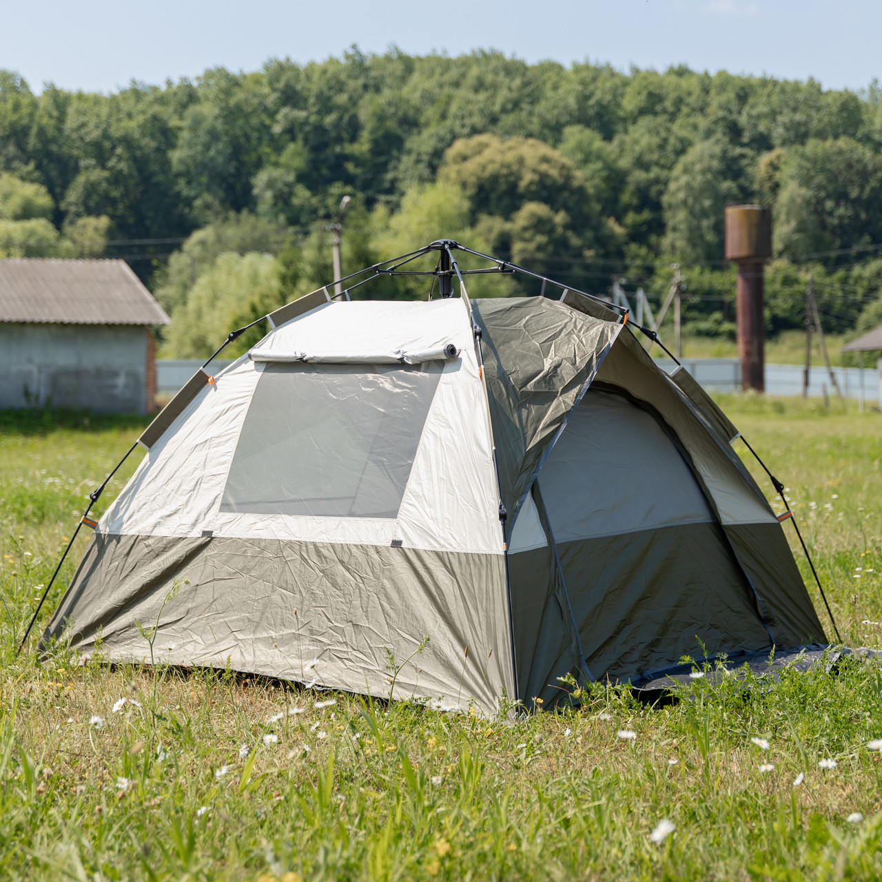 Намет автоматичний тримісний 2*2 (м) кемпінговий туристичний LU-0016GR Хакі