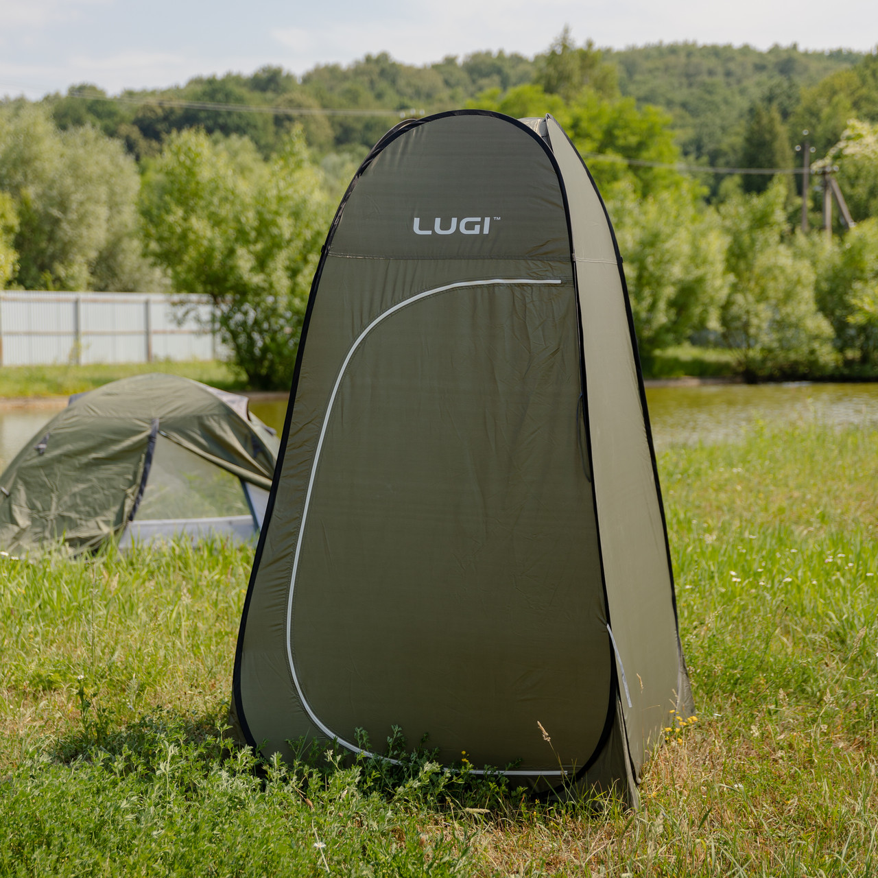 Намет душ-туалет для кемпінгу автомат 120×120×190 (см) тент для душу та туалету туристичний LU-015DGR Хакі
