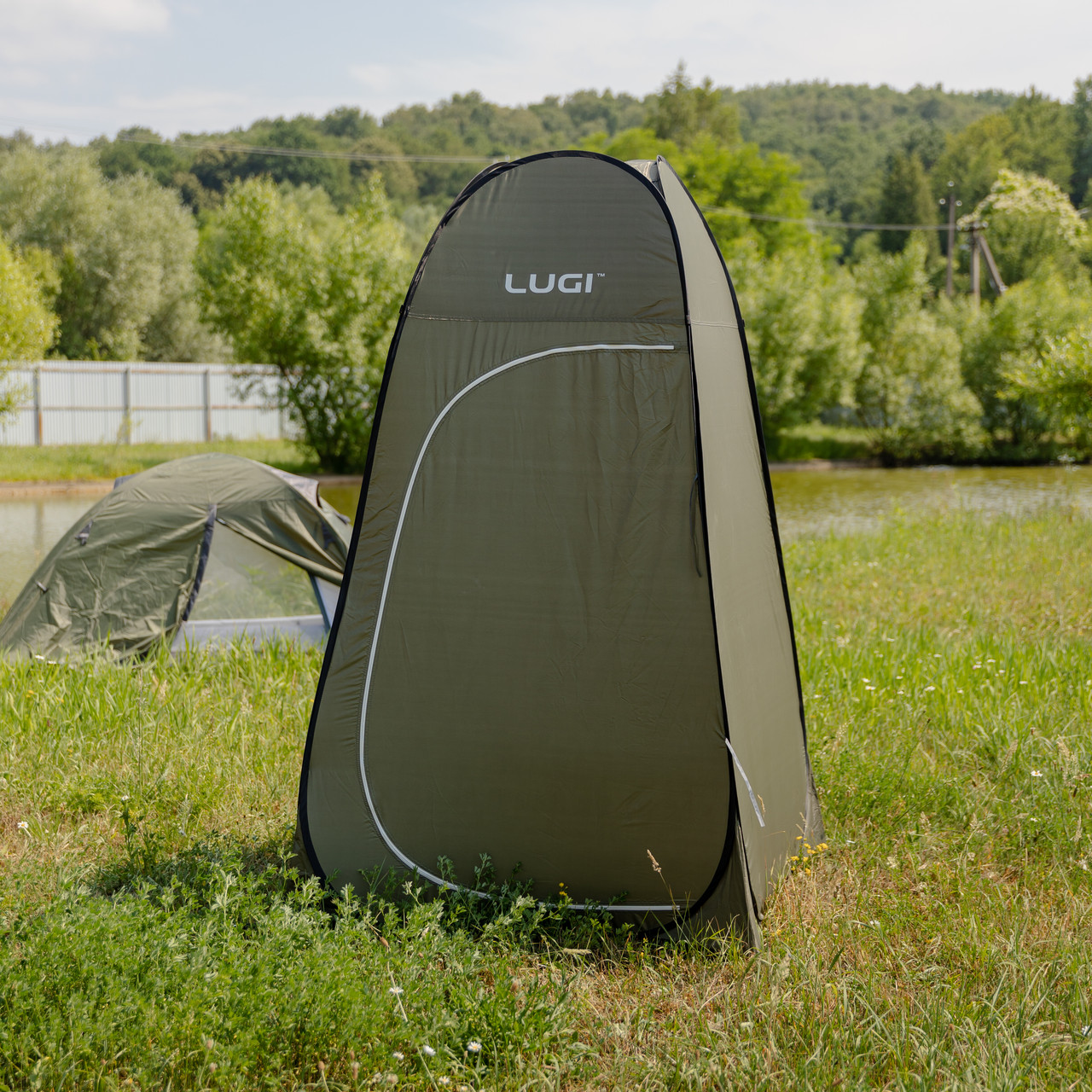 Намет душ-туалет для кемпінгу автомат 120×120×190 (см) тент для душу та туалету туристичний LU-015DGR Хакі