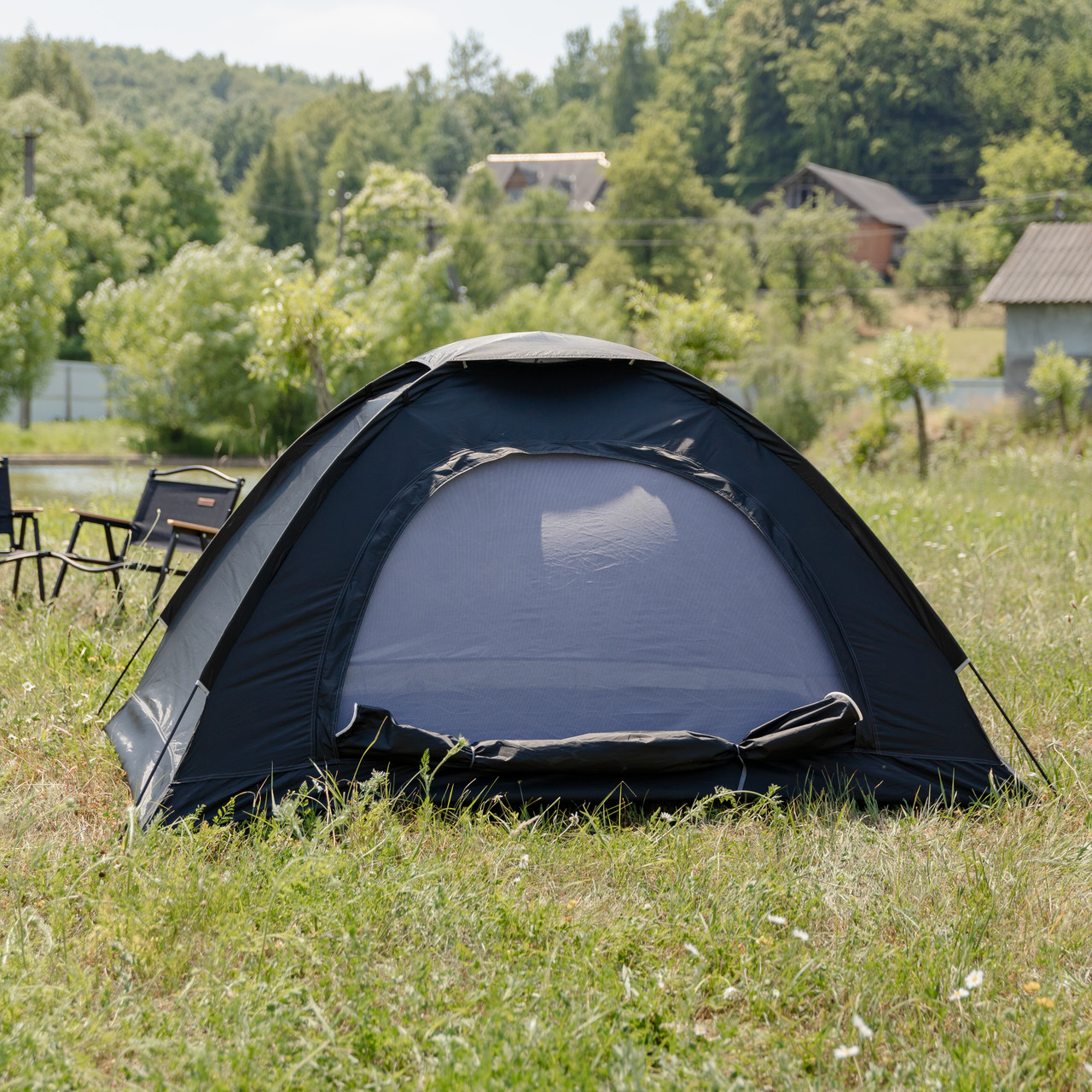 Намет двомісний 200×150×120 см кемпінговий туристичний для риболовлі LU-025B Чорний