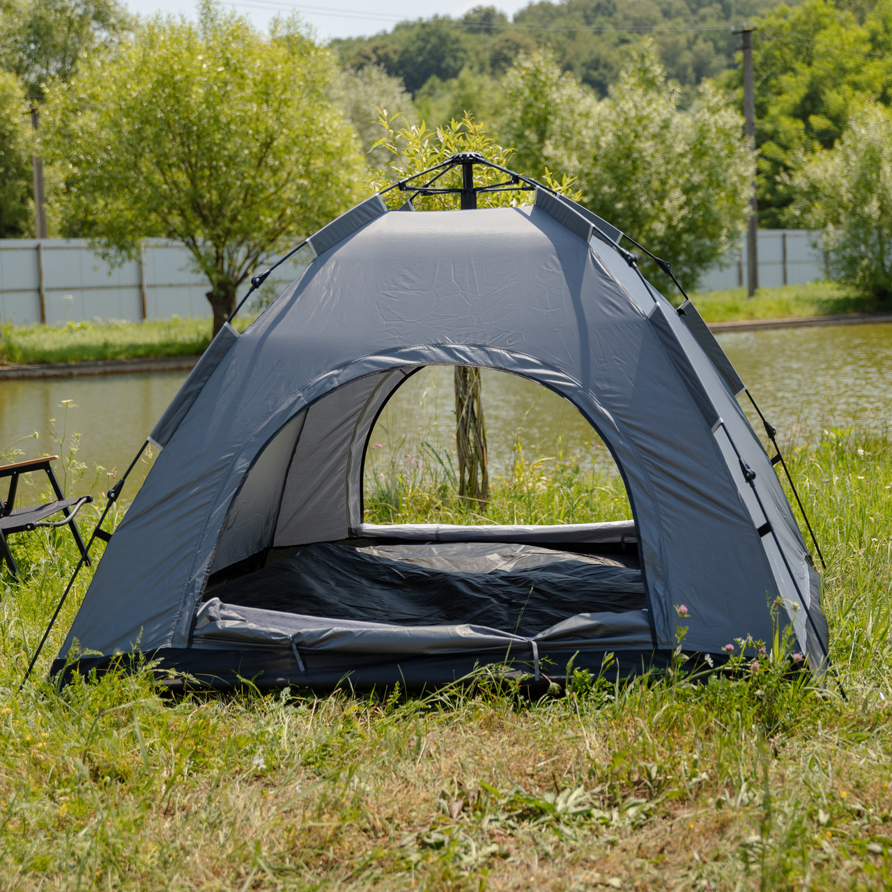 Намет кемпінговий 2 на 2 метри автоматичний для риболовлі походу туристичний LU-019G Сірий