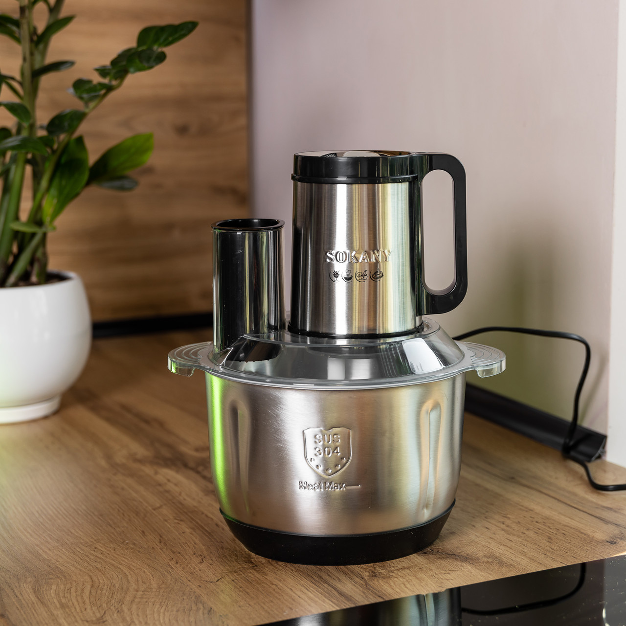 Чопер подрібнювач 600 Вт 6 лез з чашею на 2,5 літра м'ясорубка Sokany SK-06035