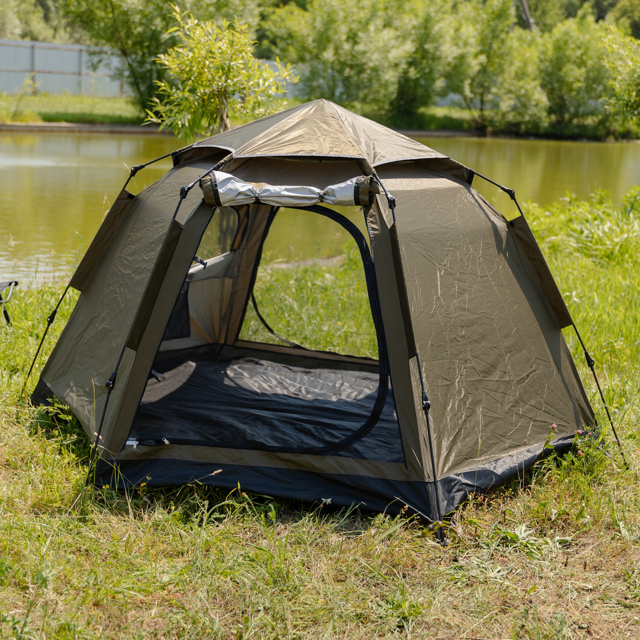 Намет автоматичний тримісний 240×210×130 (см) кемпінговий туристичний LU-020 Хакі