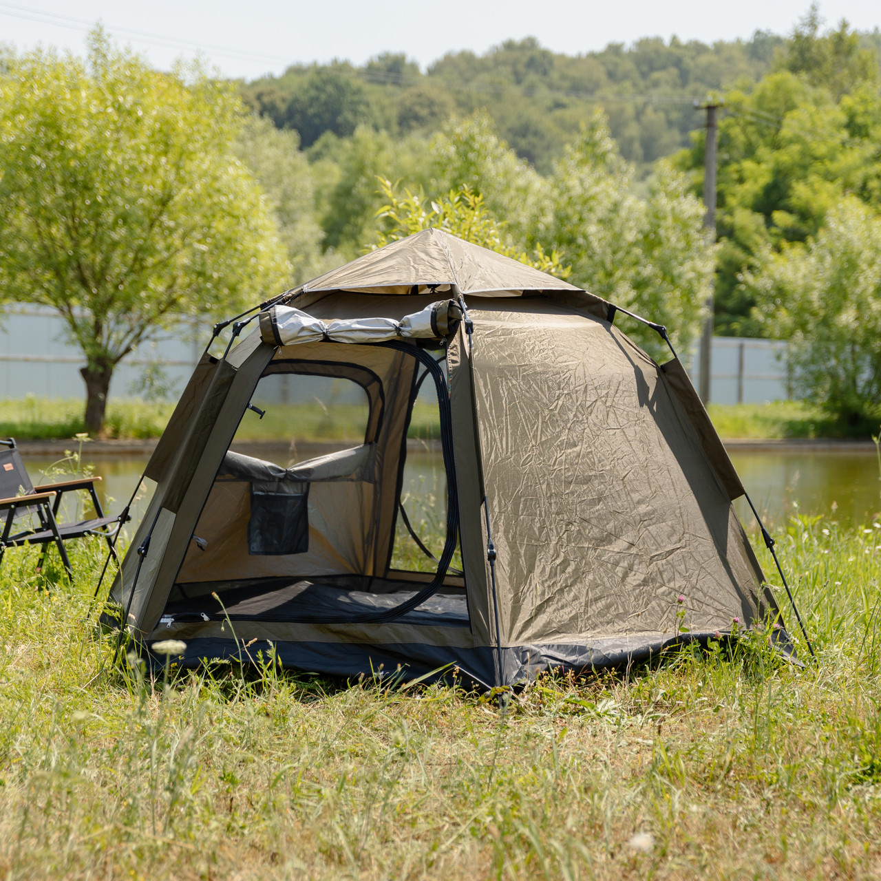 Намет автоматичний тримісний 240×210×130 (см) кемпінговий туристичний LU-020 Хакі