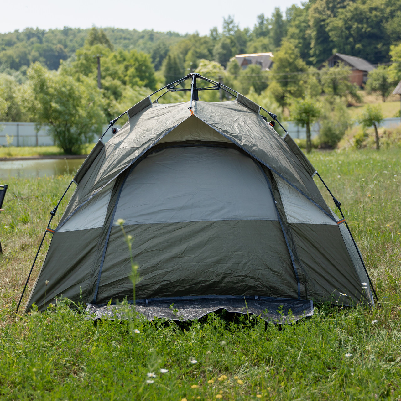 Намет автоматичний тримісний 2*2 (м) кемпінговий туристичний LU-0016GR Хакі