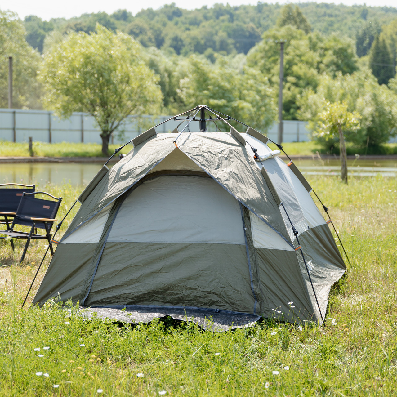 Намет автоматичний тримісний 2*2 (м) кемпінговий туристичний LU-0016GR Хакі