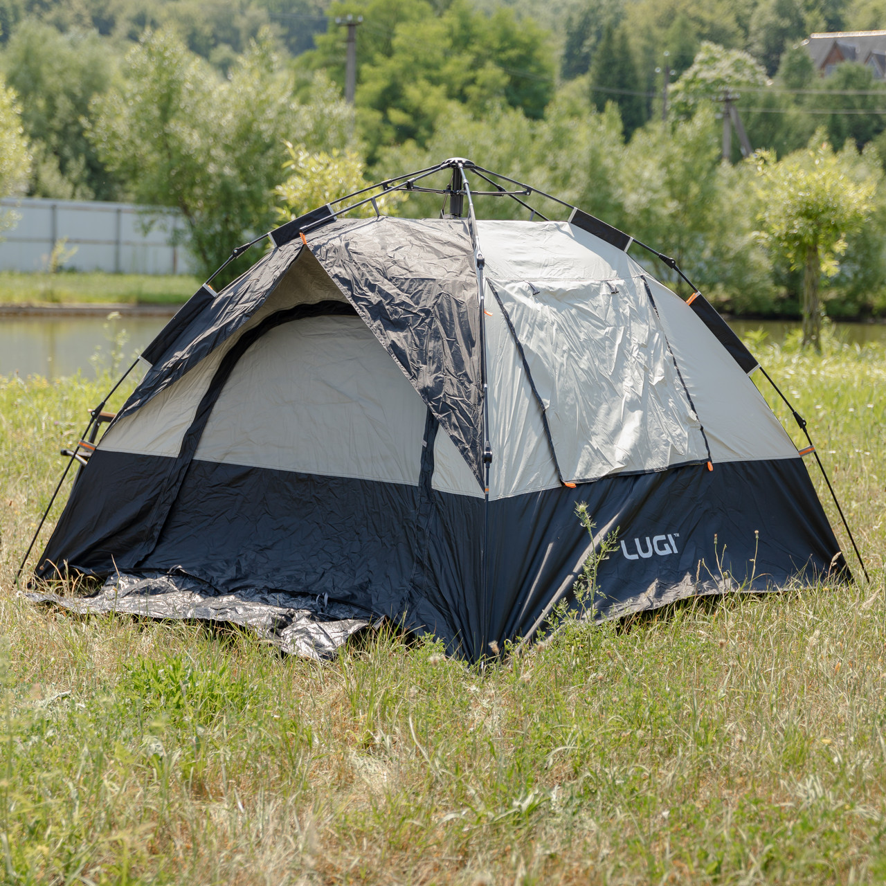 Намет автоматичний тримісний 2 на 2 (м) кемпінговий туристичний LU-016B Чорний