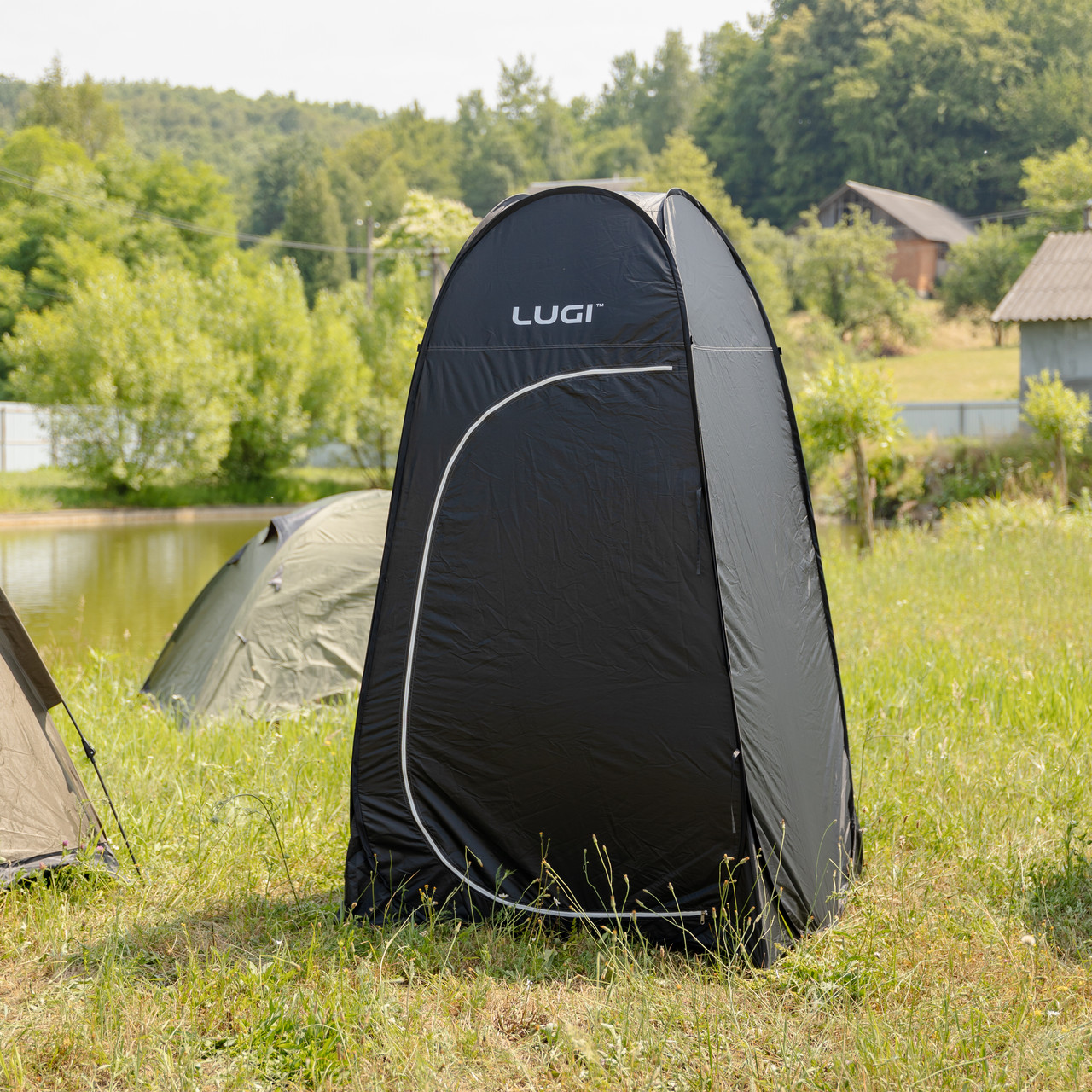 Намет душ-туалет для кемпінгу автомат 120×120×190 (см) тент для душу та туалету туристичний LU-015DB Чорний