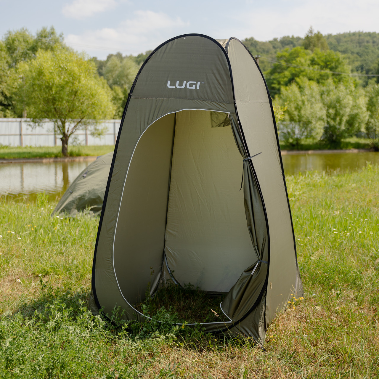 Намет душ-туалет для кемпінгу автомат 120×120×190 (см) тент для душу та туалету туристичний LU-015DGR Хакі
