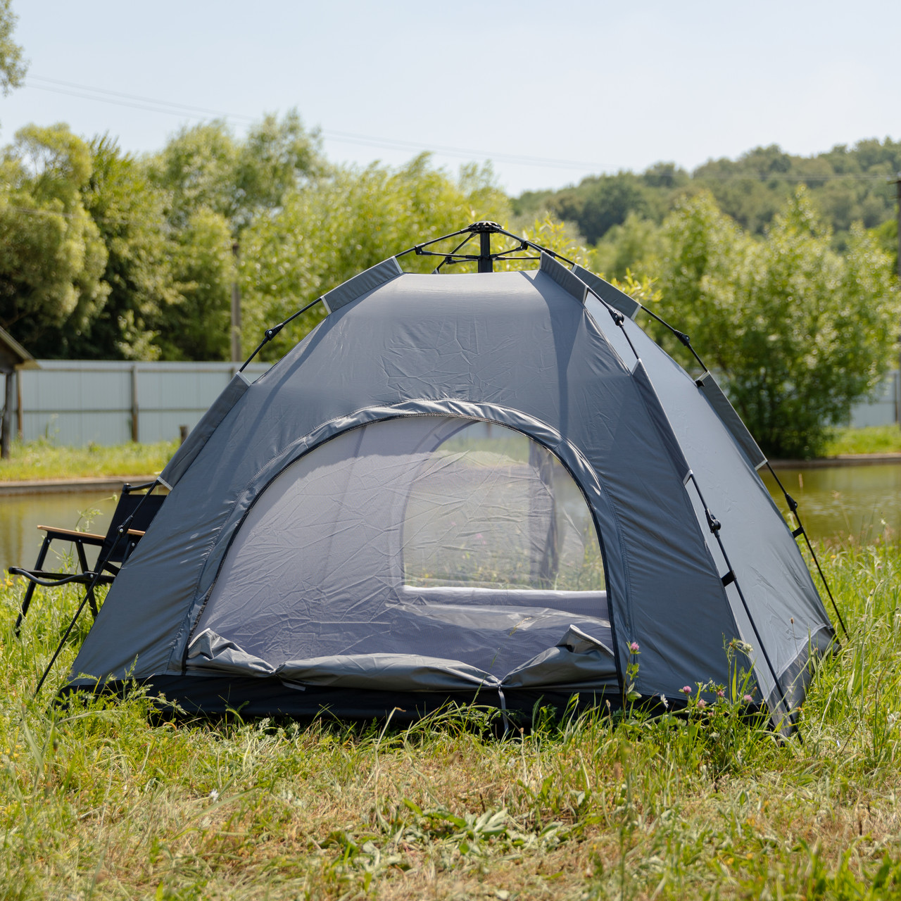 Намет кемпінговий 2 на 2 метри автоматичний для риболовлі походу туристичний LU-019G Сірий
