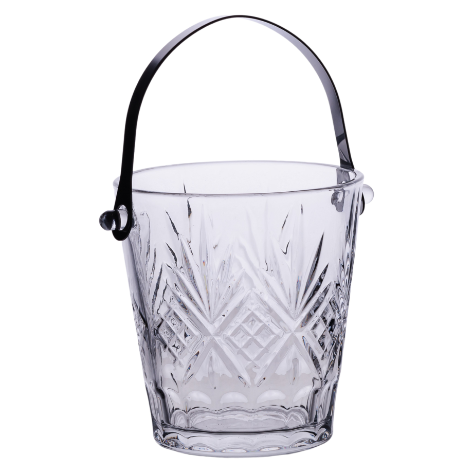 Відерце для льоду скляне 1 л з металевими щипцями HP-19-22GLASS